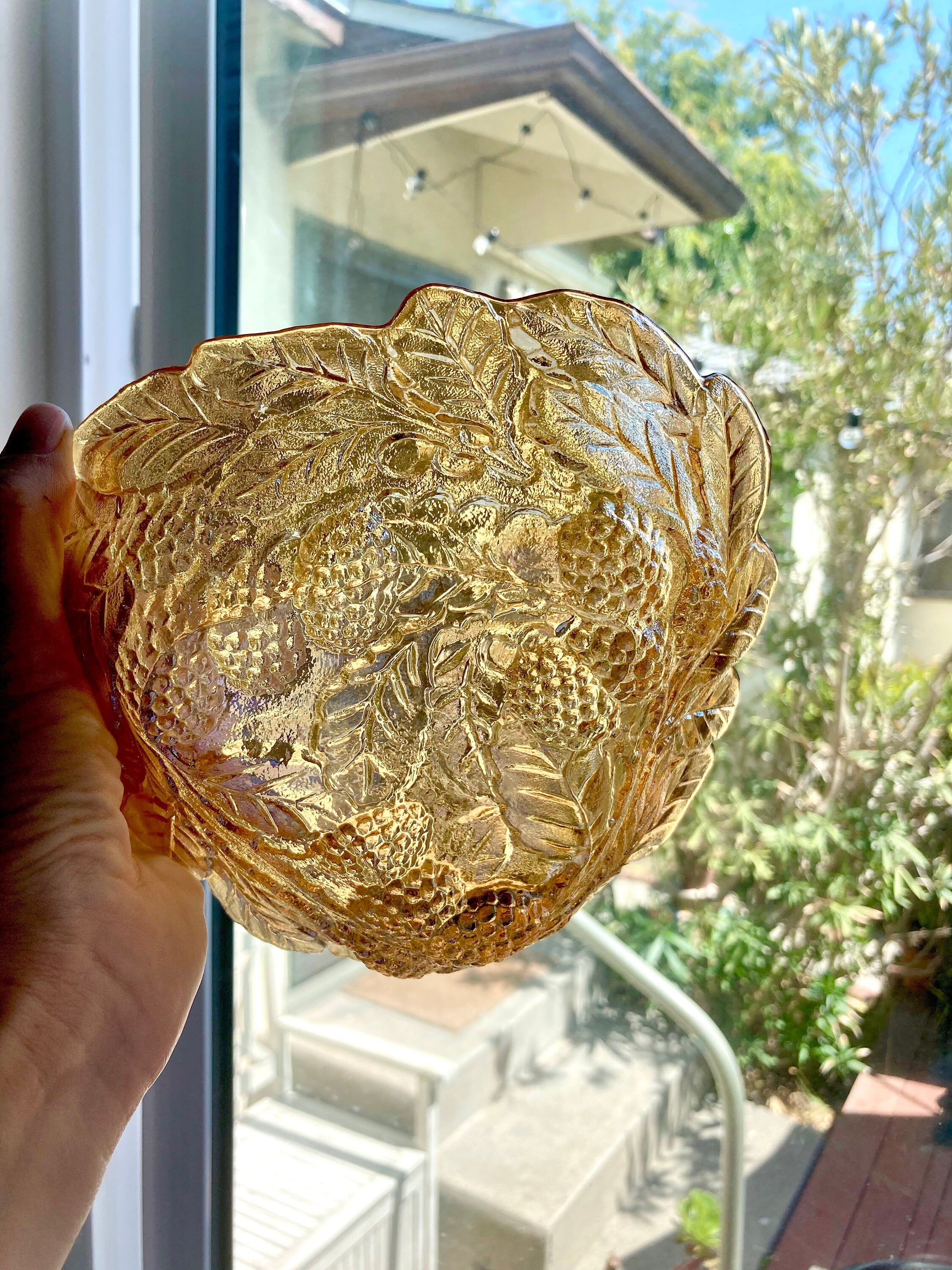 Vintage Marigold Carnival Glass Berry Dish - Indiana Glass Company