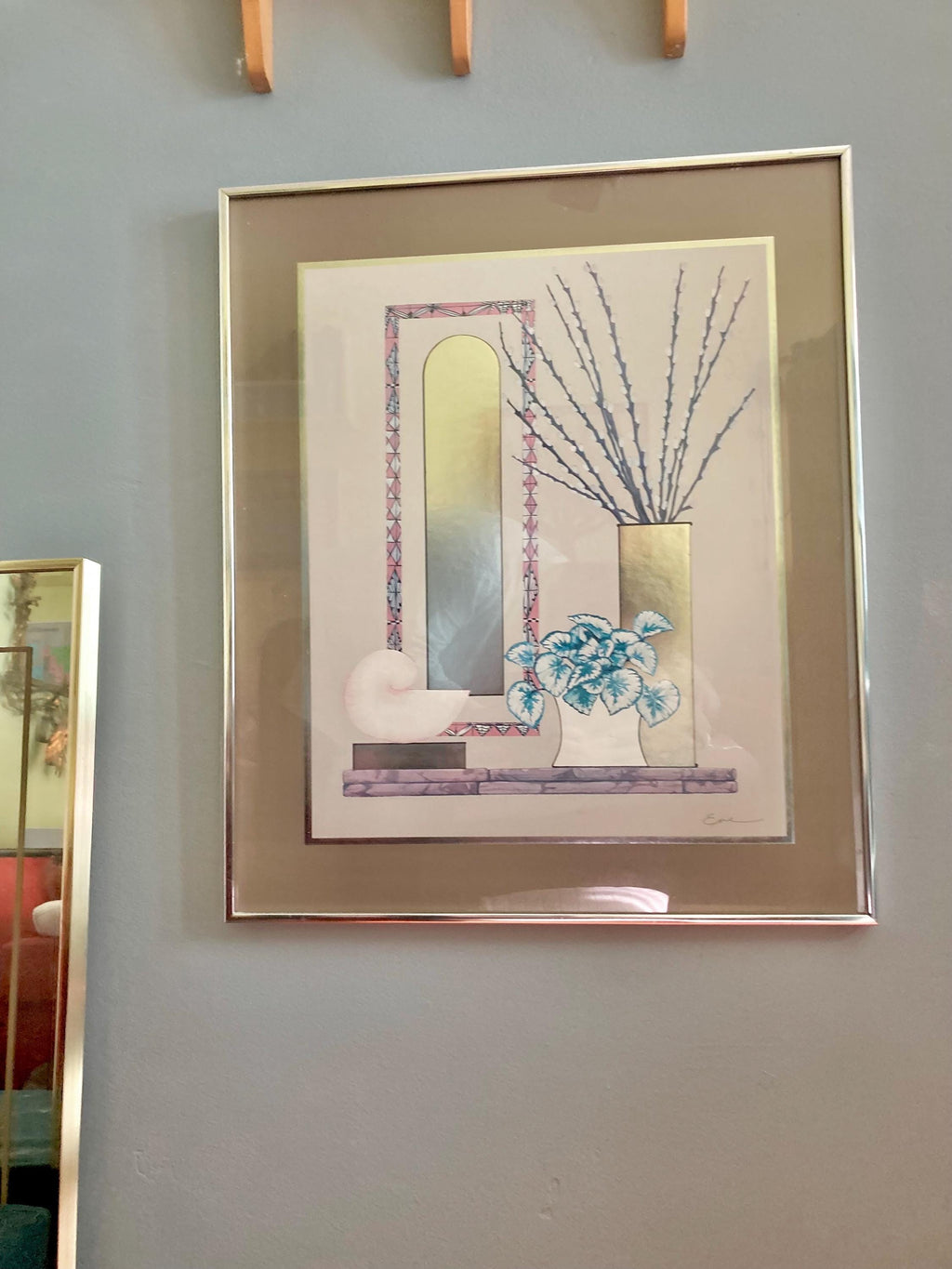 Vintage 1980s Framed Art: Deco Revival Still Life Print