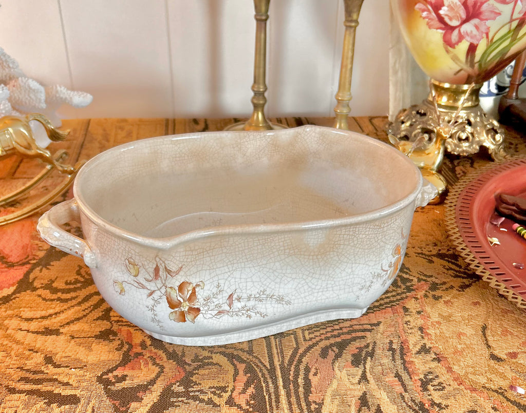 Antique Johnson Bros England Semi Porcelain Stained Ironstone Large Casserole Dish