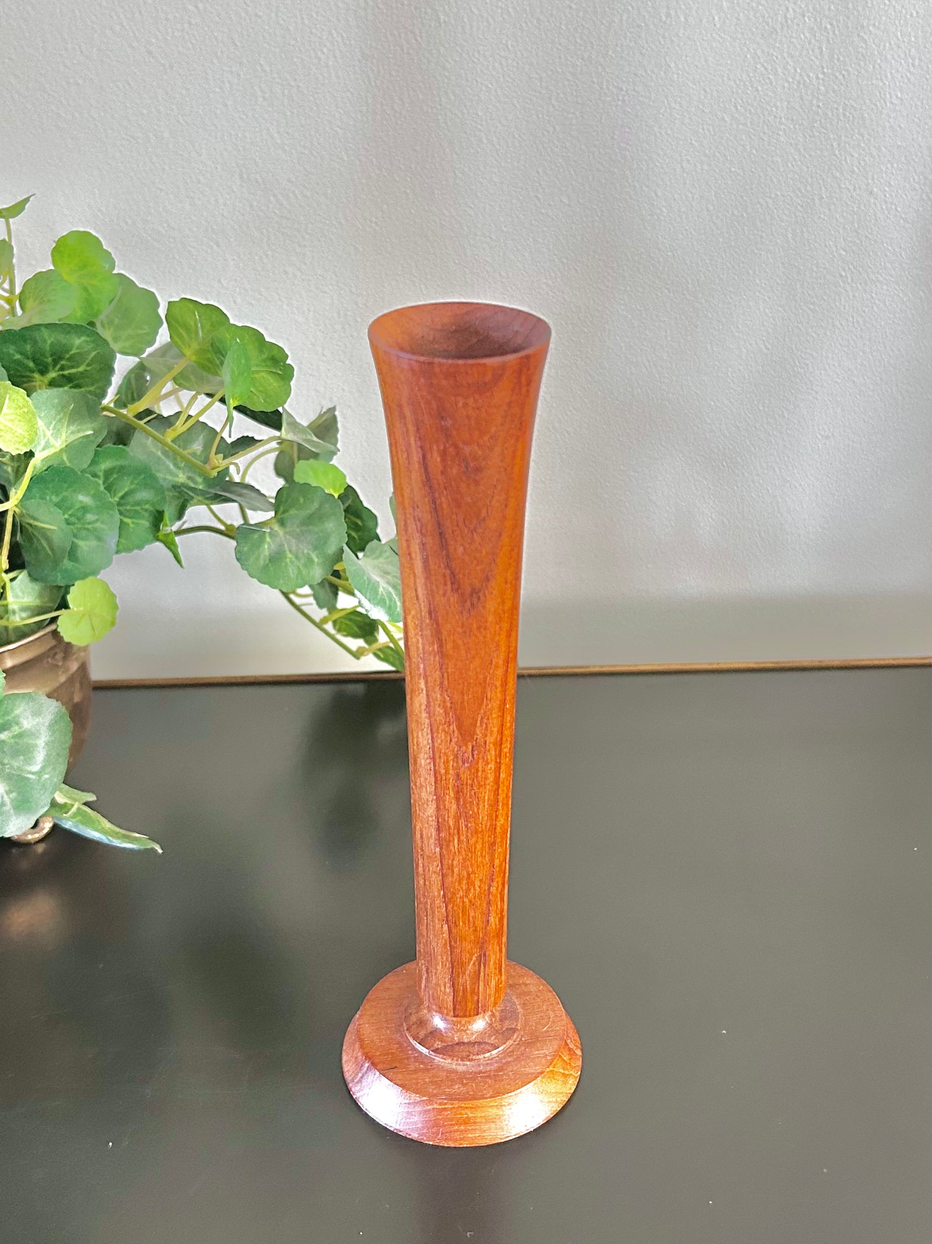 Vintage Wooden Fluted Bud Vase
