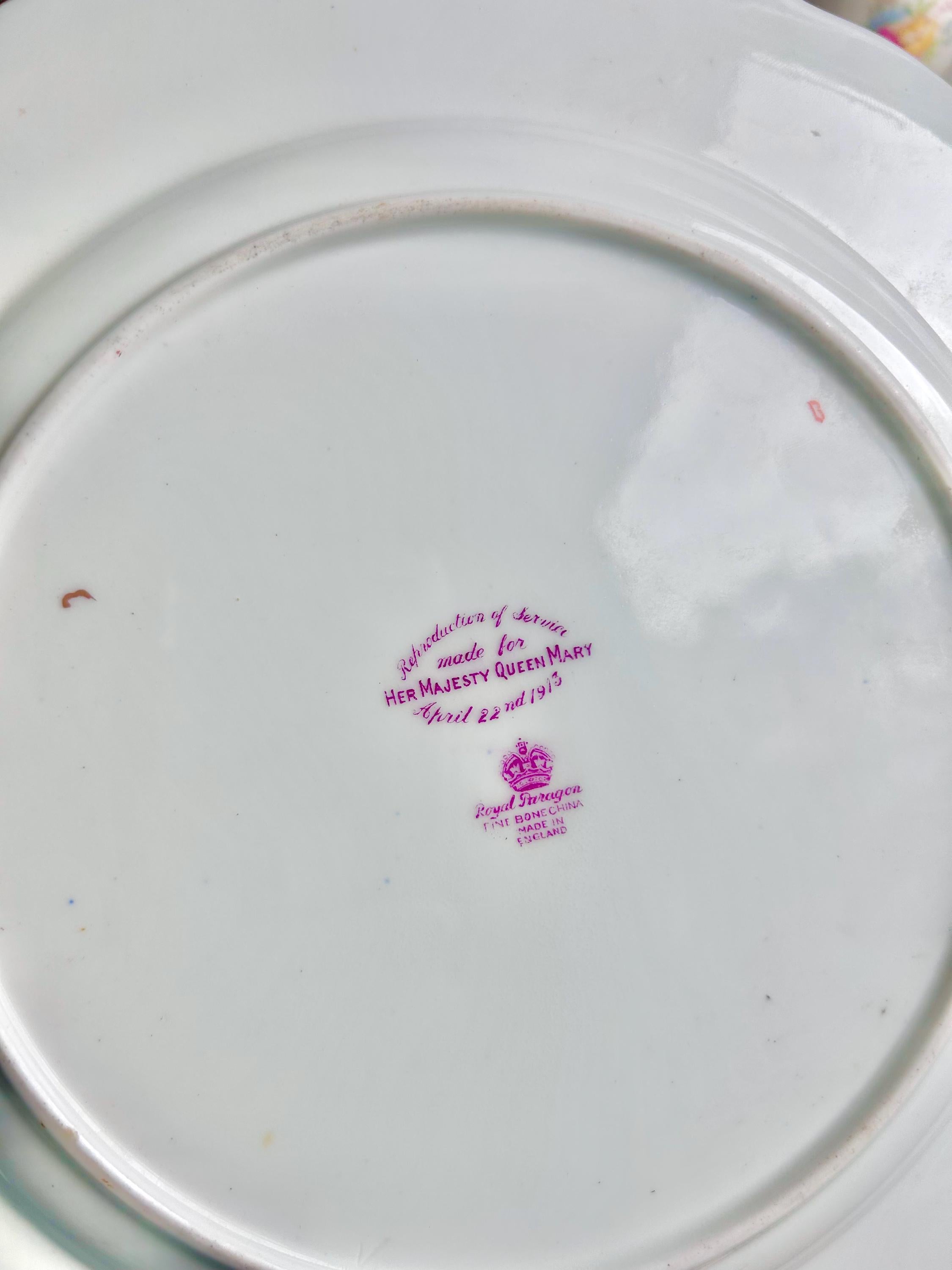 Vintage Royal Paragon Plate: Queen Mary Serviet, Floral Bone China