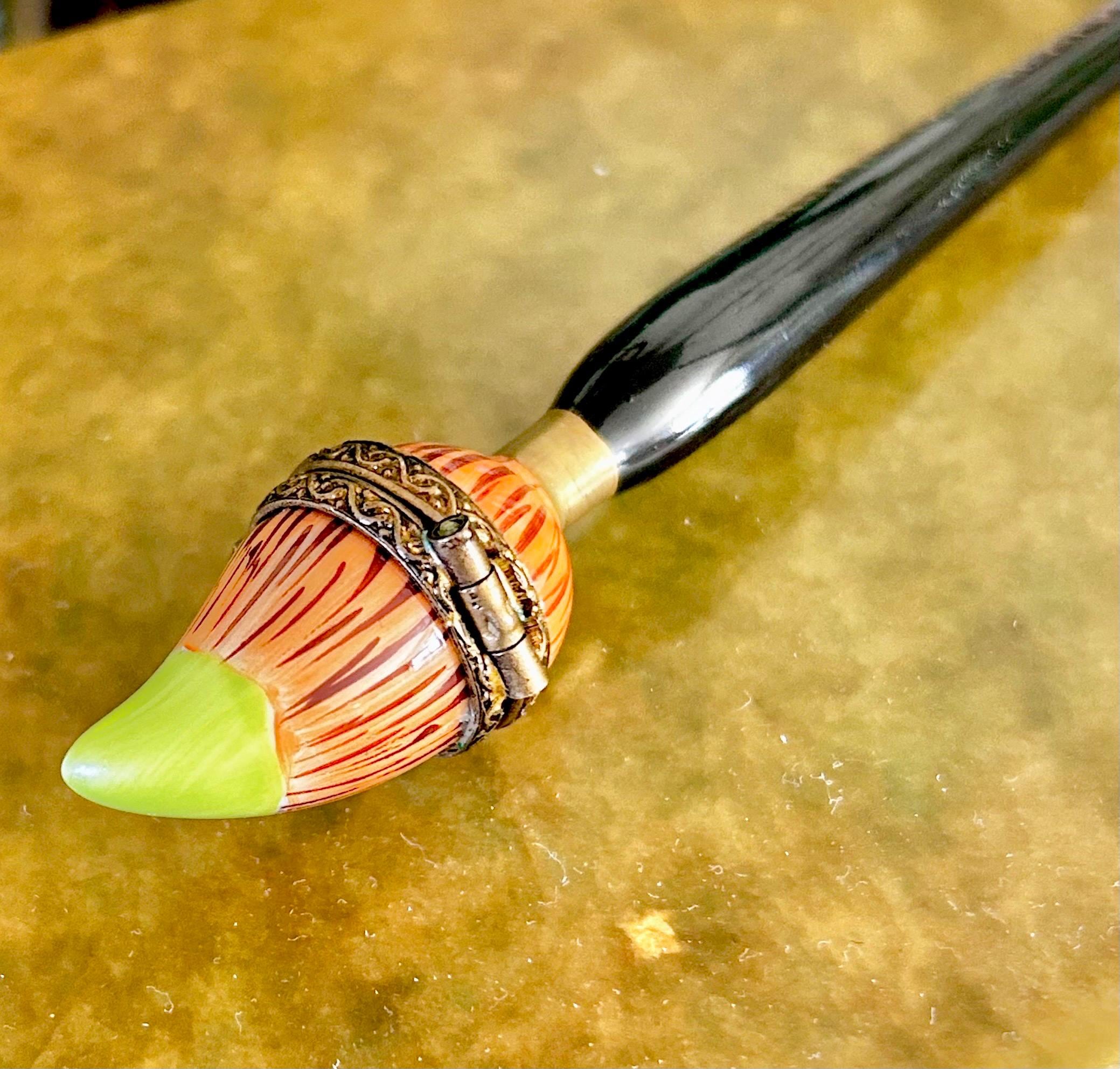 Vintage Limoges Peint Main Porcelain Trinket Box for Artist - Paintbrush