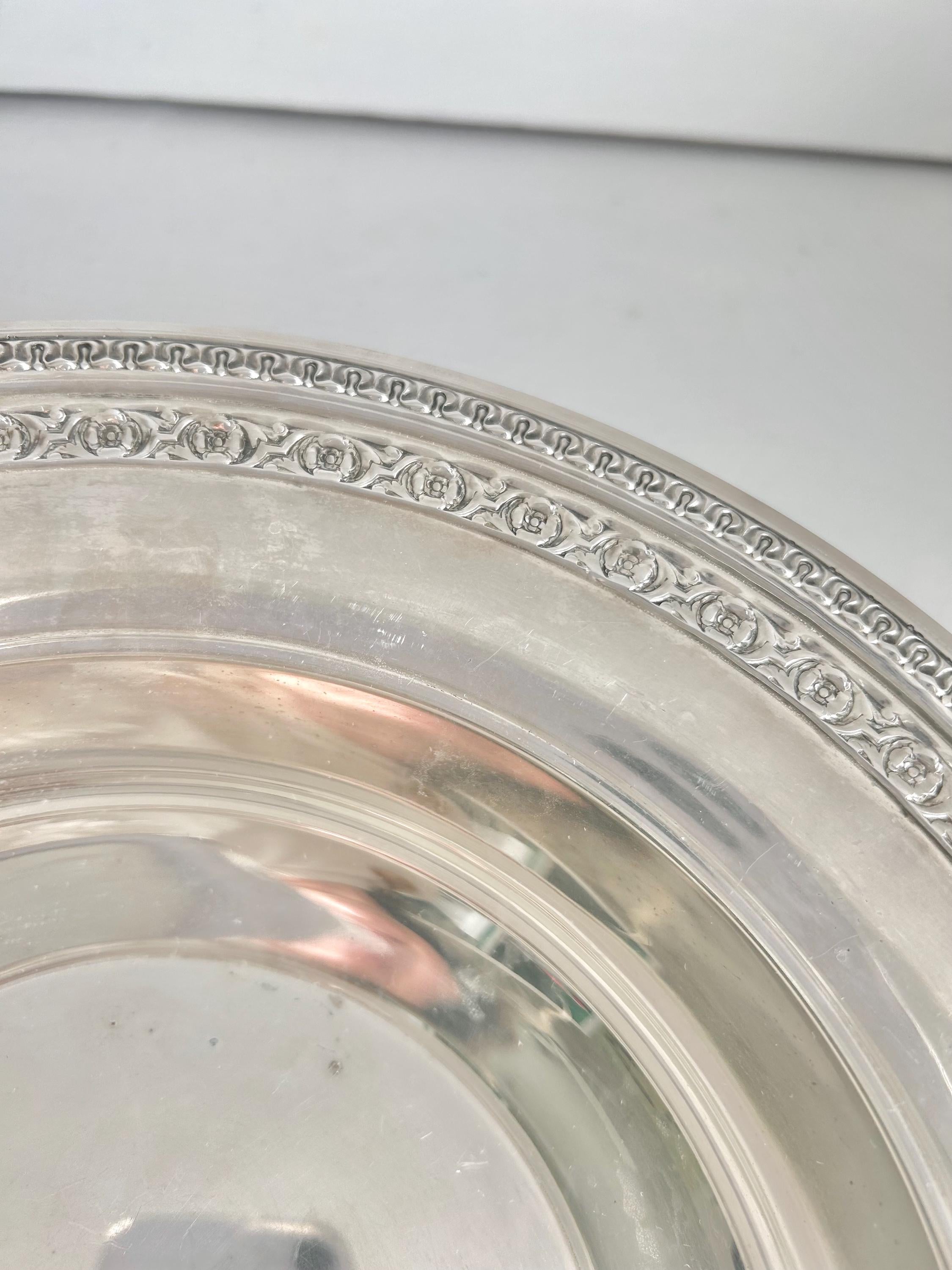 Vintage Reed & Barton Silver Plate Bowl: Floral Garland Trim, 10 inch