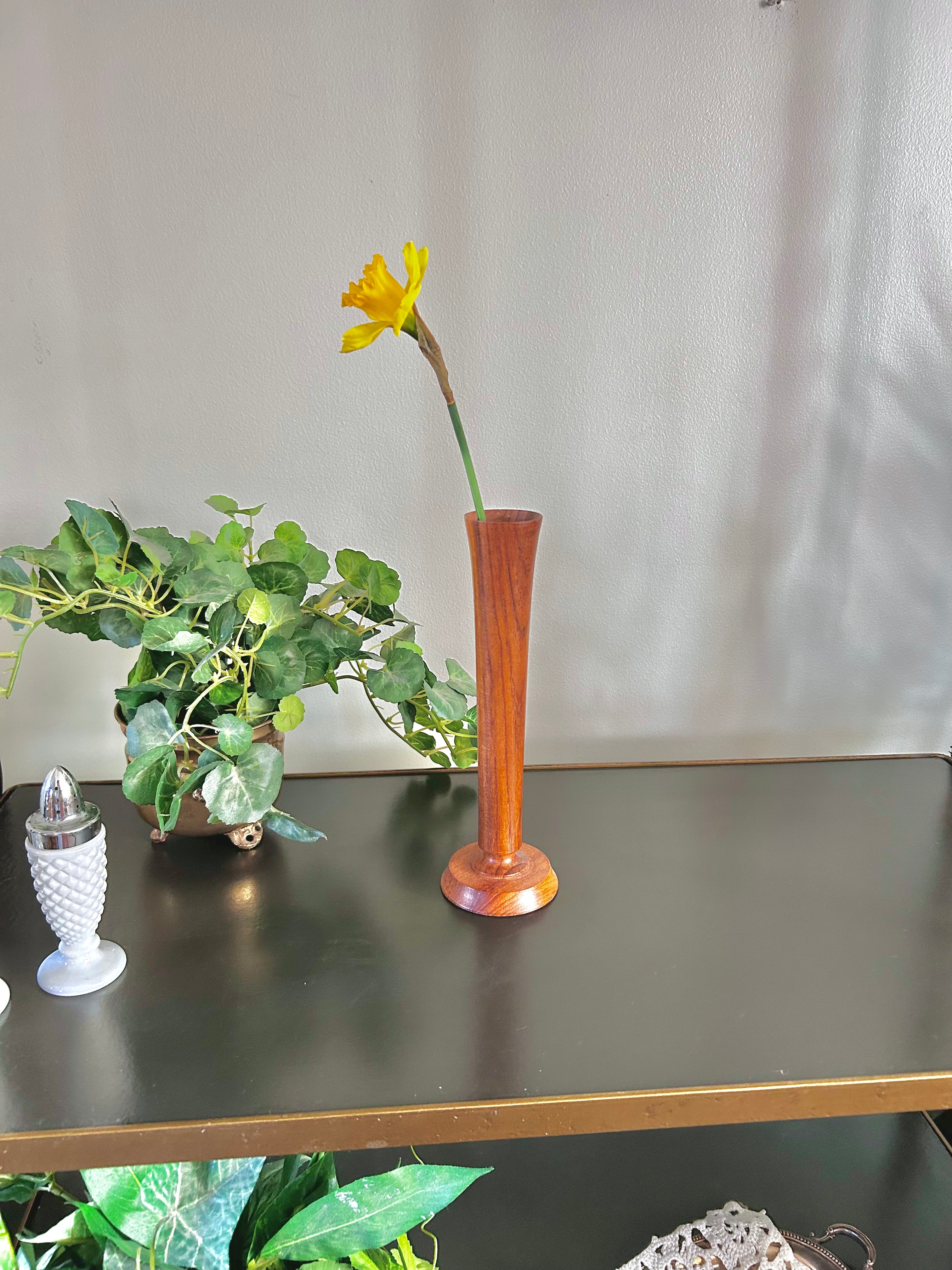 Vintage Wooden Fluted Bud Vase