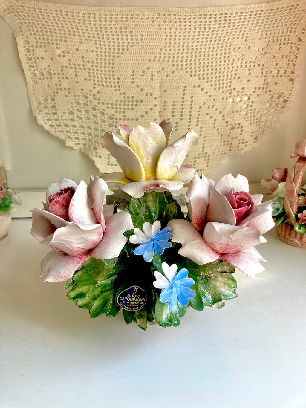 Vintage Italian Nuova Capodimonte Porcelain Hand-made Rose Bouquets: CHOOSE from Four