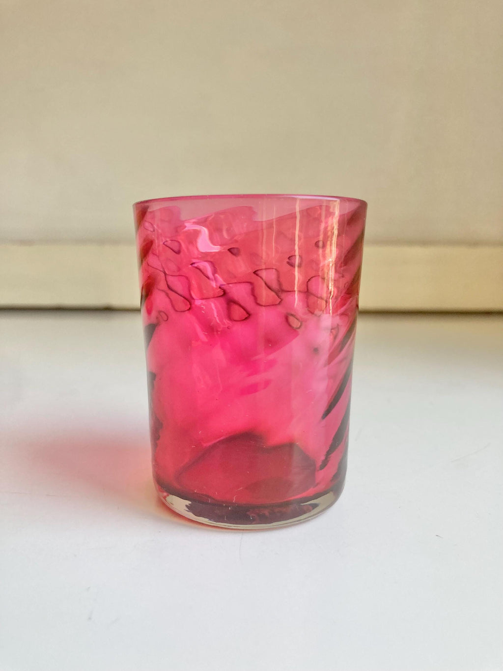 Antique Amberina Glass: Victorian Reverse Thumbprint Shot Glass or Teacup