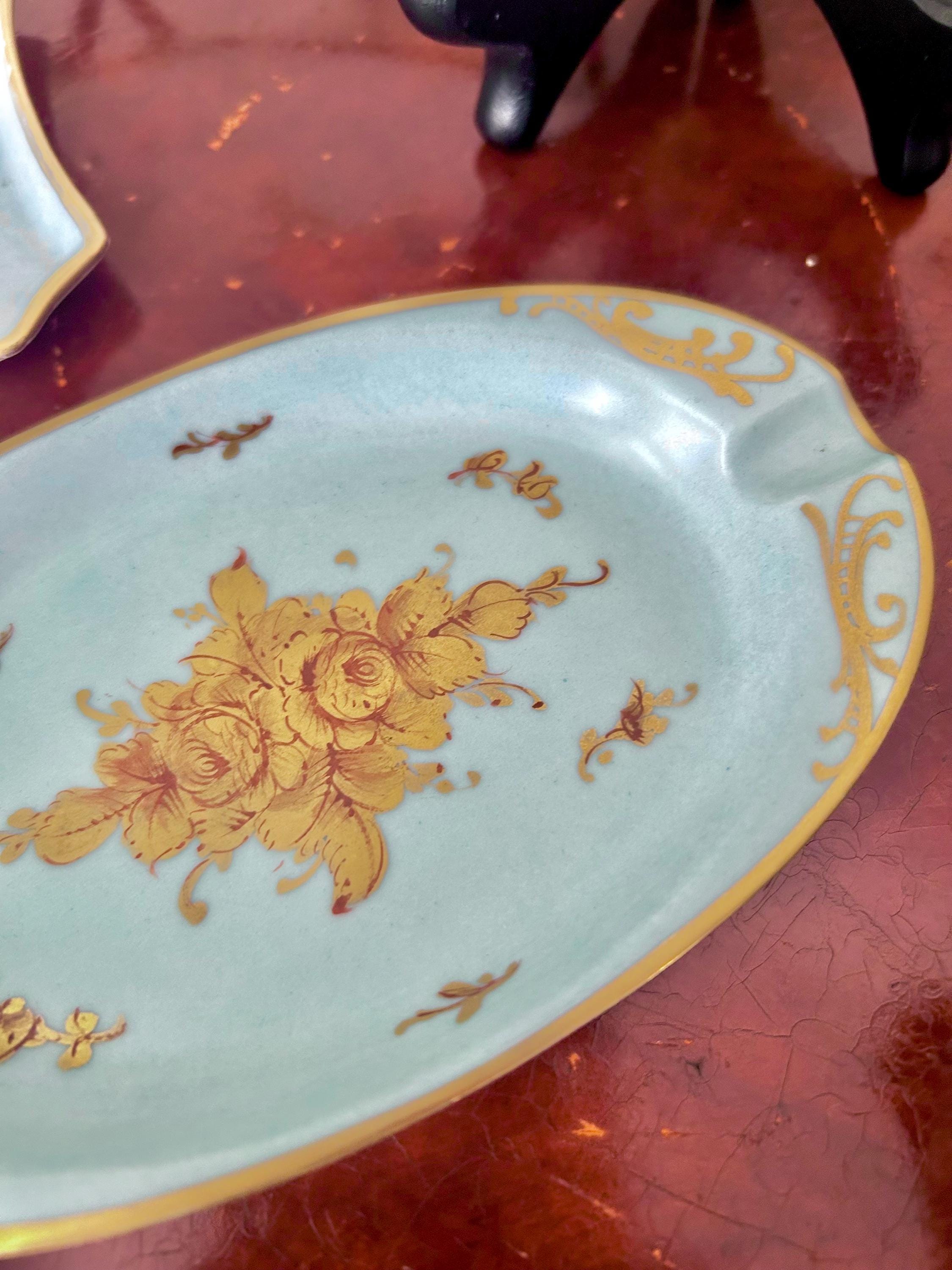 Small Blue Porcelain Dishes Hand-painted Limoges France