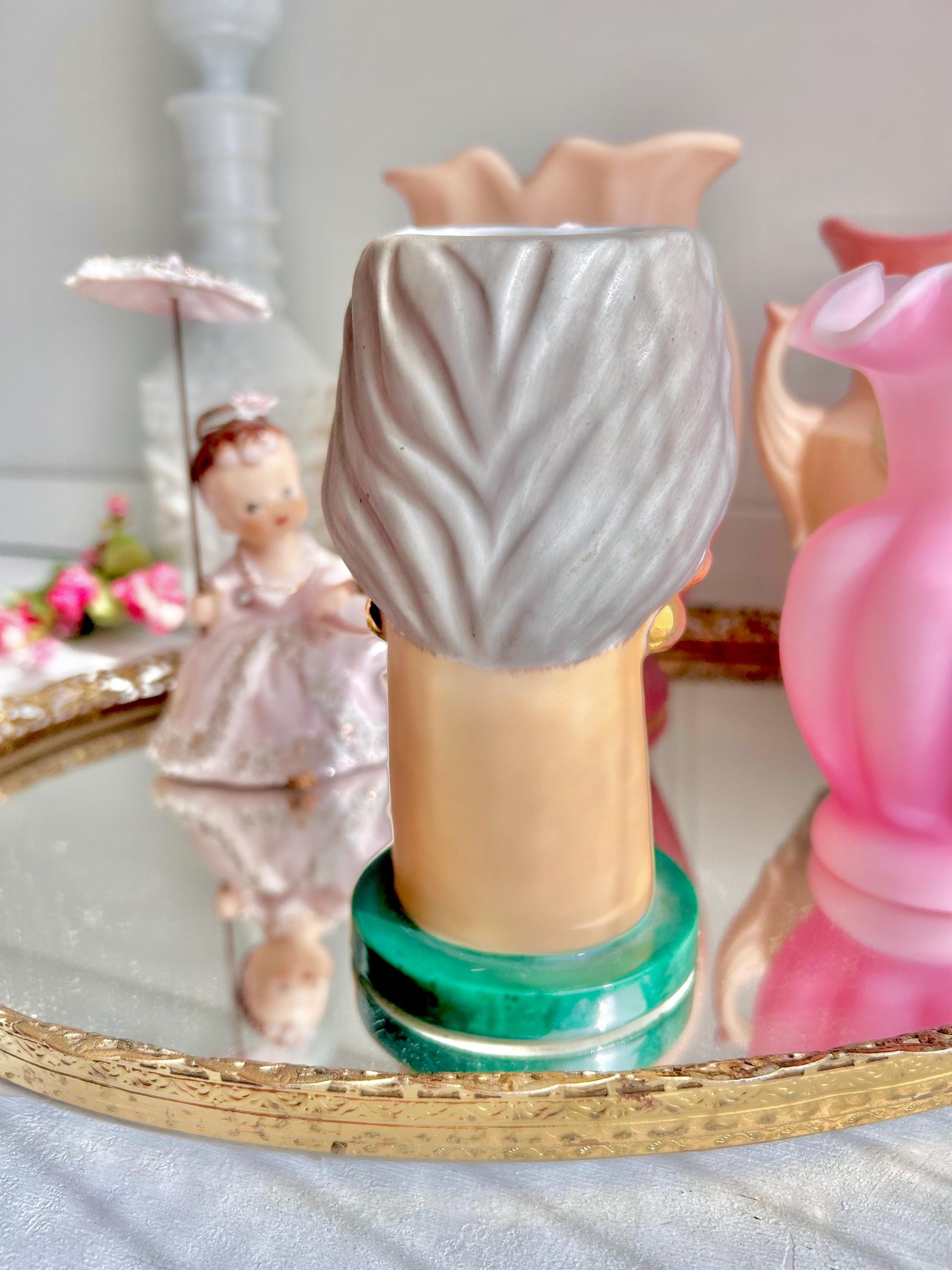 Vintage Ucagco Head Vase: Handpainted Ceramic Lady with Turban