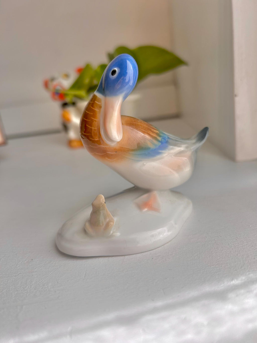 Metzler & Ortloff Vintage Duck and Frog Ceramic Figurine