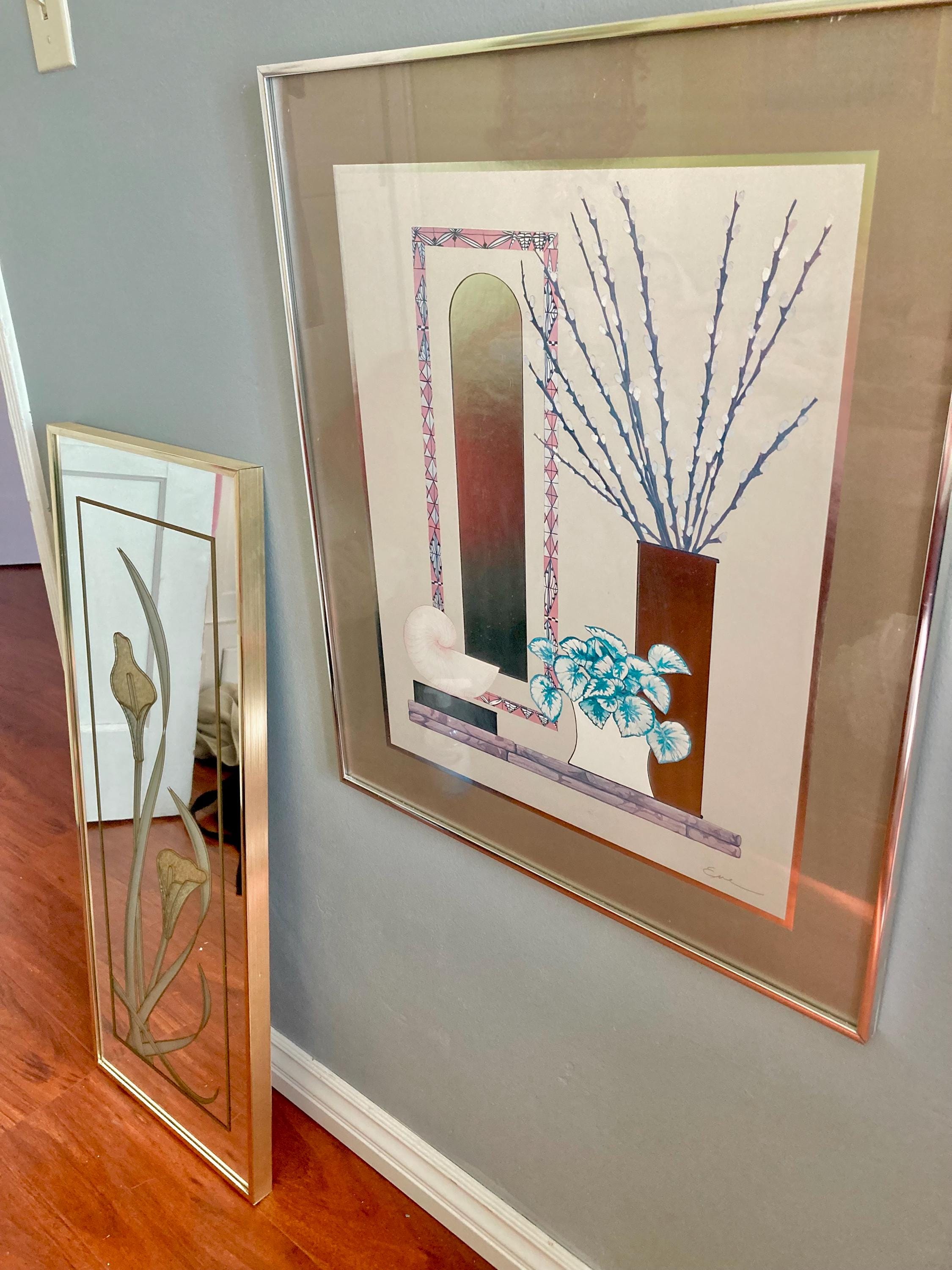 Vintage 1980s Framed Art: Deco Revival Still Life Print