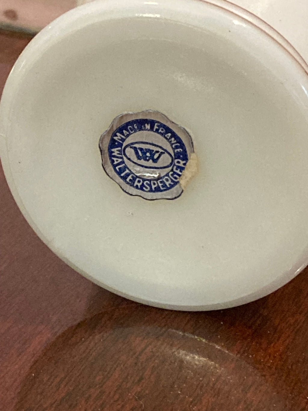 Vintage Waltersperger Milk Glass Perfume Bottle: Floral Appliqué, France