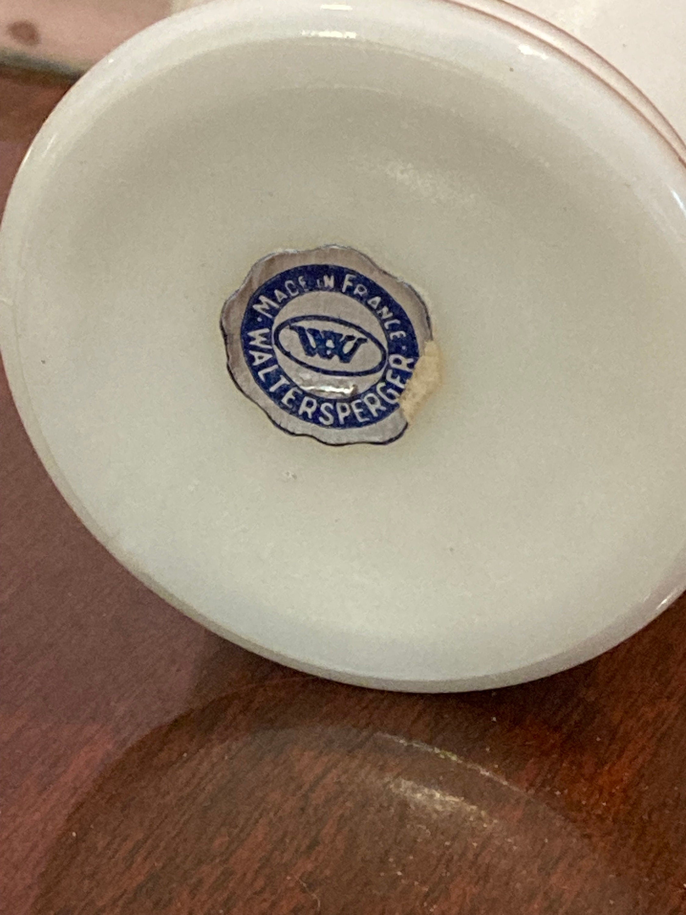 Vintage Waltersperger Milk Glass Perfume Bottle: Floral Appliqué, France