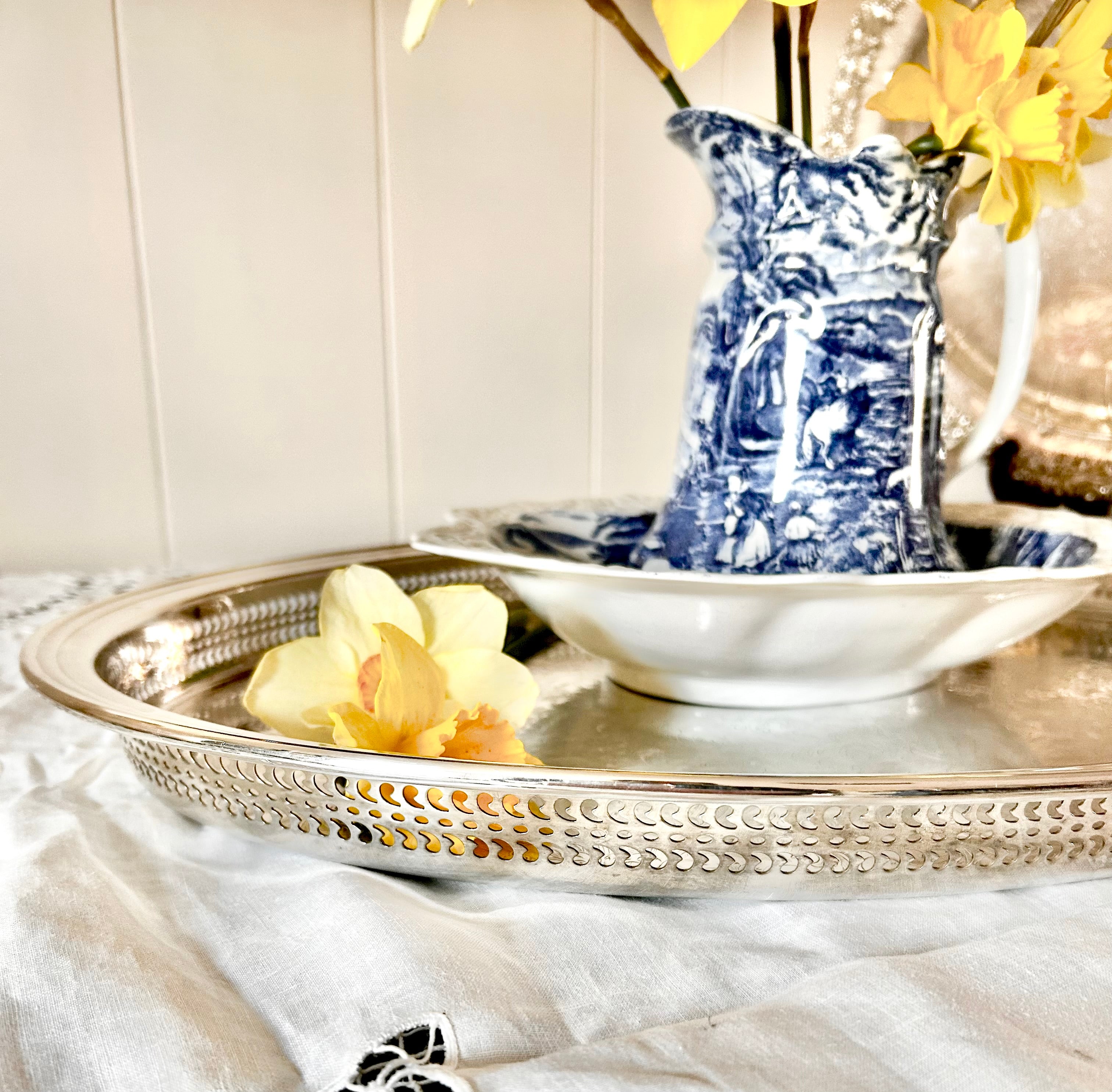 Vintage 22 Inch Silver plate Tray
