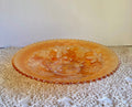 Antique Northwood Grape & Cable Basket weave Marigold Carnival Glass Plate with Sawtooth edge 9”