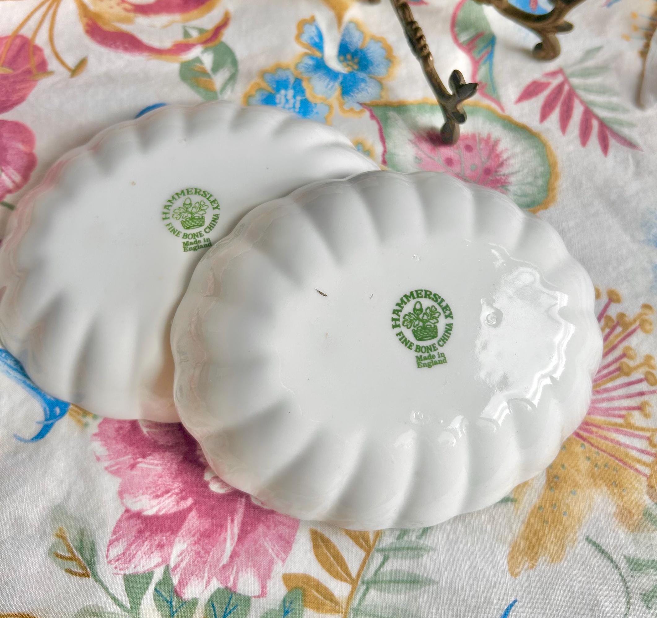 Vintage Hammersley Rose Trinket Dishes: Fine Bone China with Gold Trim