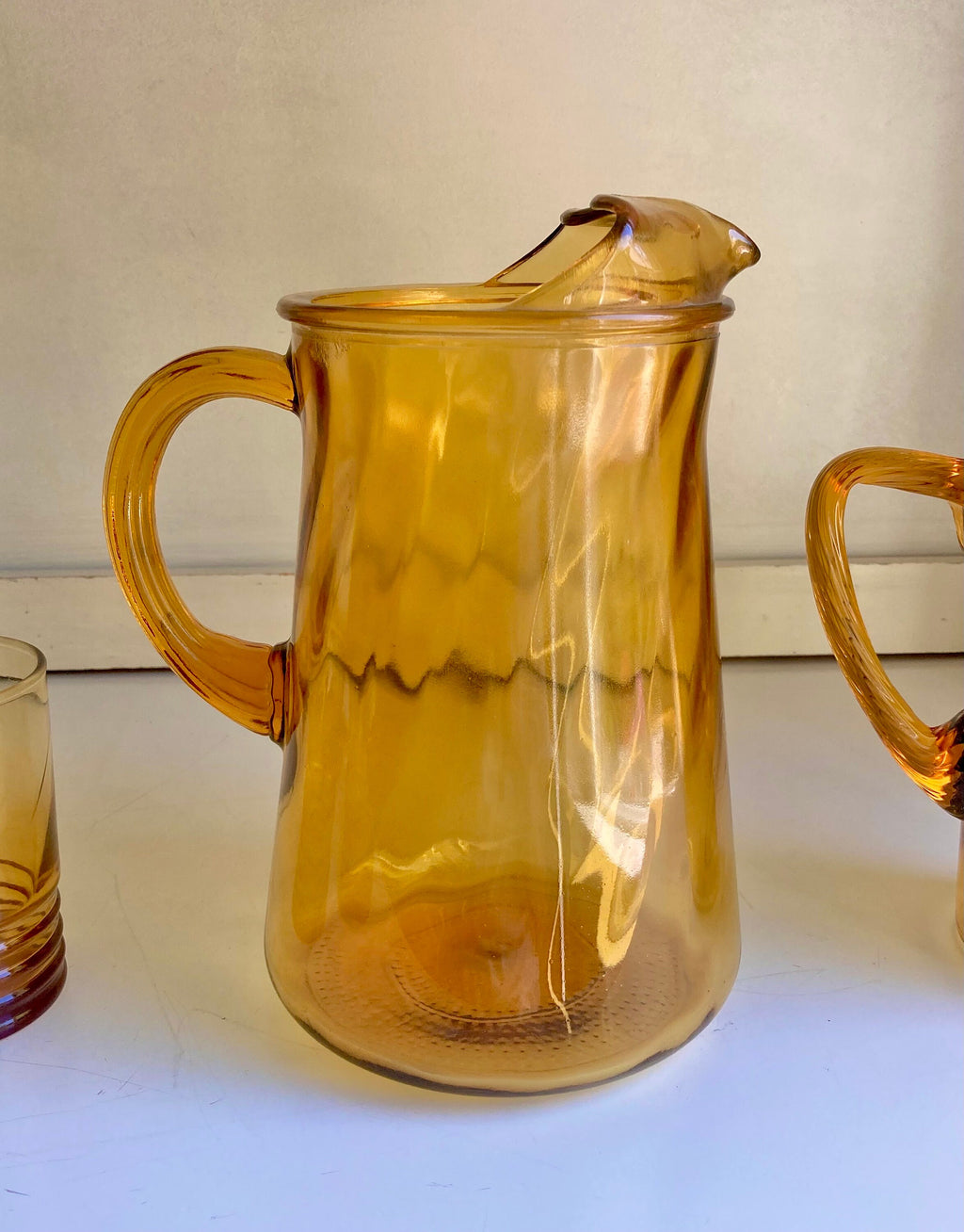 Vintage Amber Glass Barware - Pitchers and Tumblers: Choose from 3