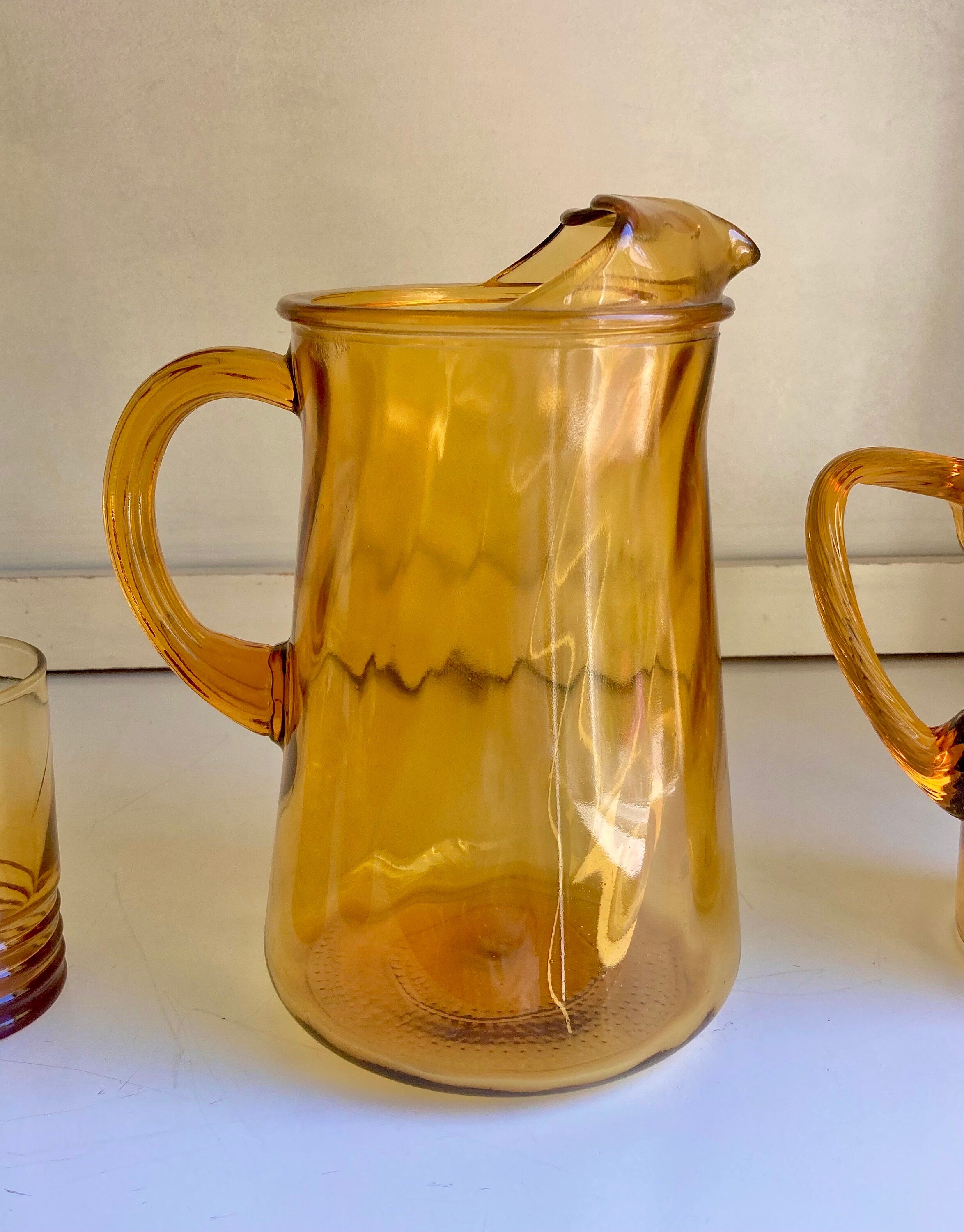 Vintage Amber Glass Barware - Pitchers and Tumblers: Choose from 3