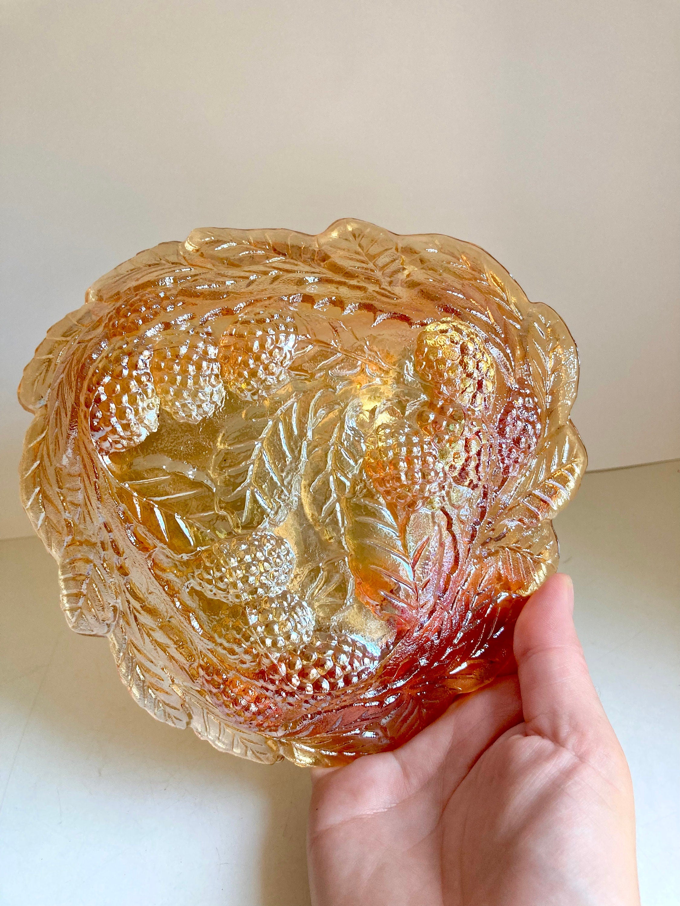 Vintage Marigold Carnival Glass Berry Dish - Indiana Glass Company