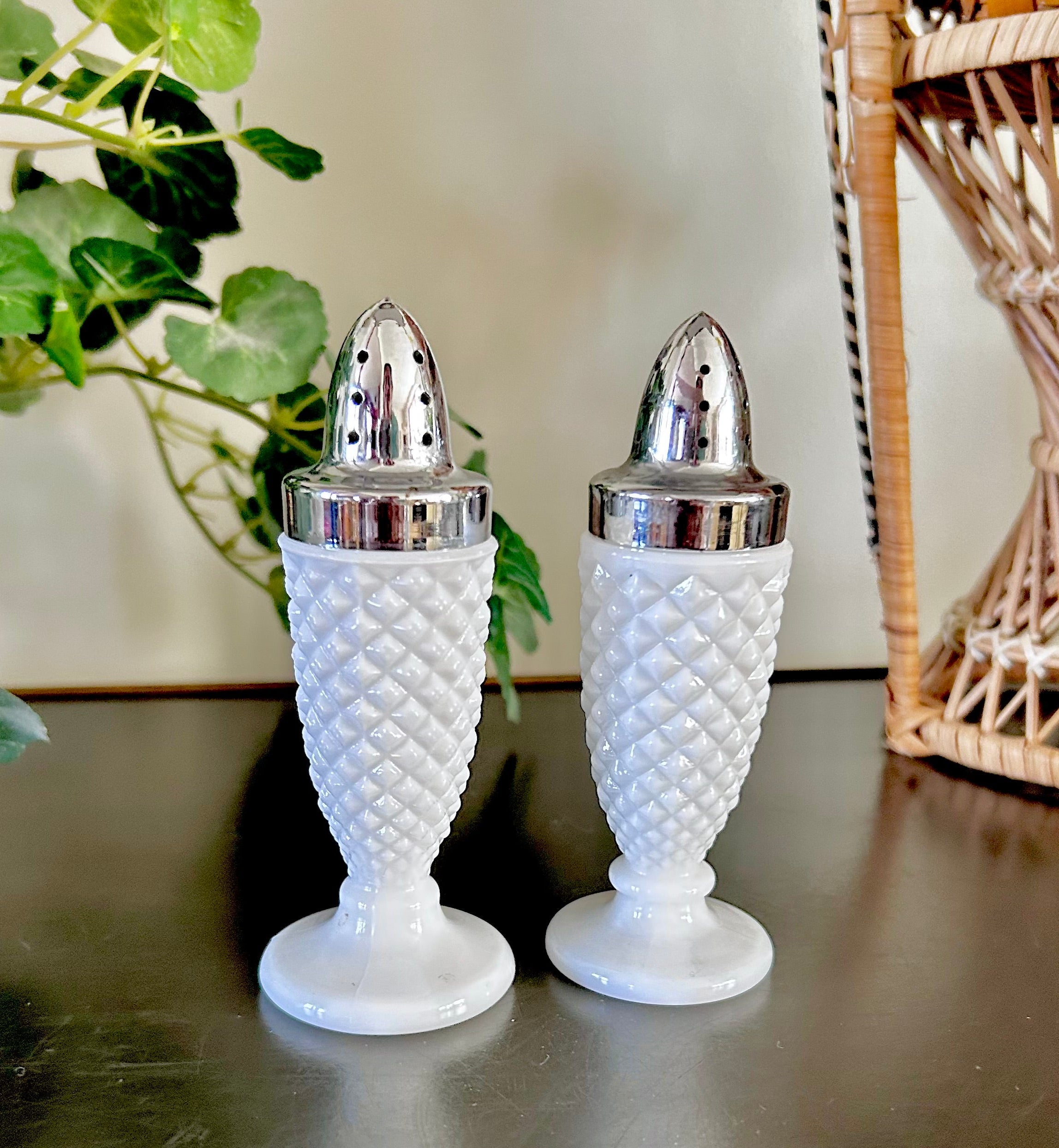 Vintage Milk Class Salt and Pepper Shakers