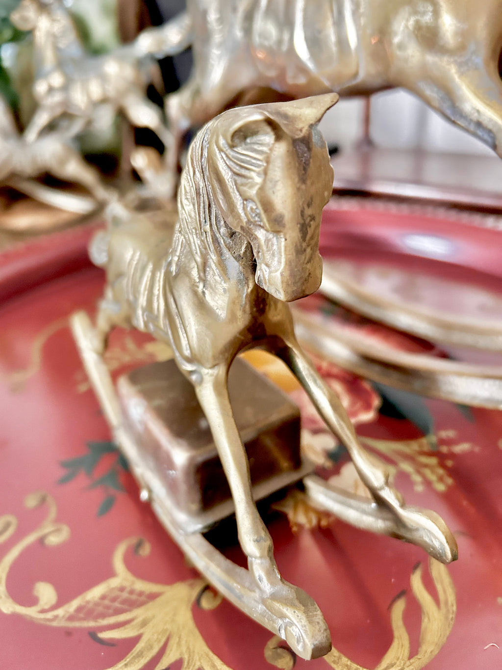 Vintage Solid Brass Rocking Horses