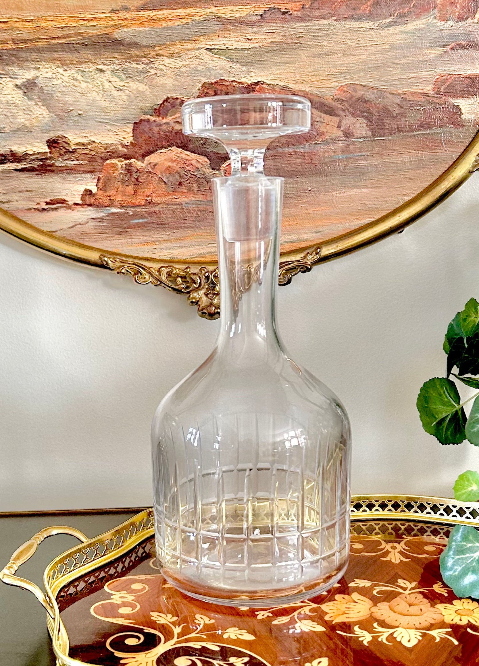 Vintage MCM Cut Crystal Glass Decanter