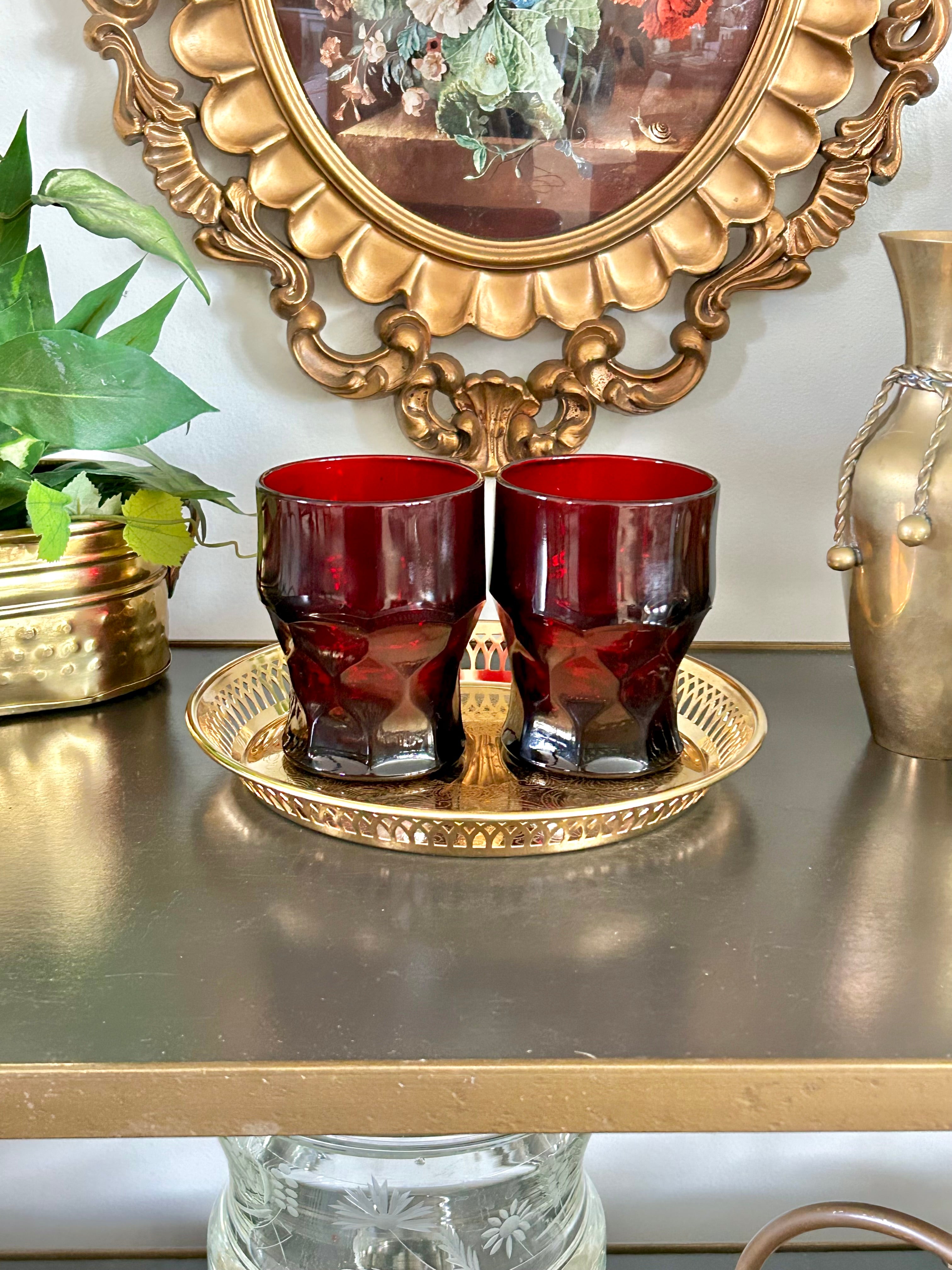 Pair of Vintage Anchor Hocking Ruby Red Tumblers