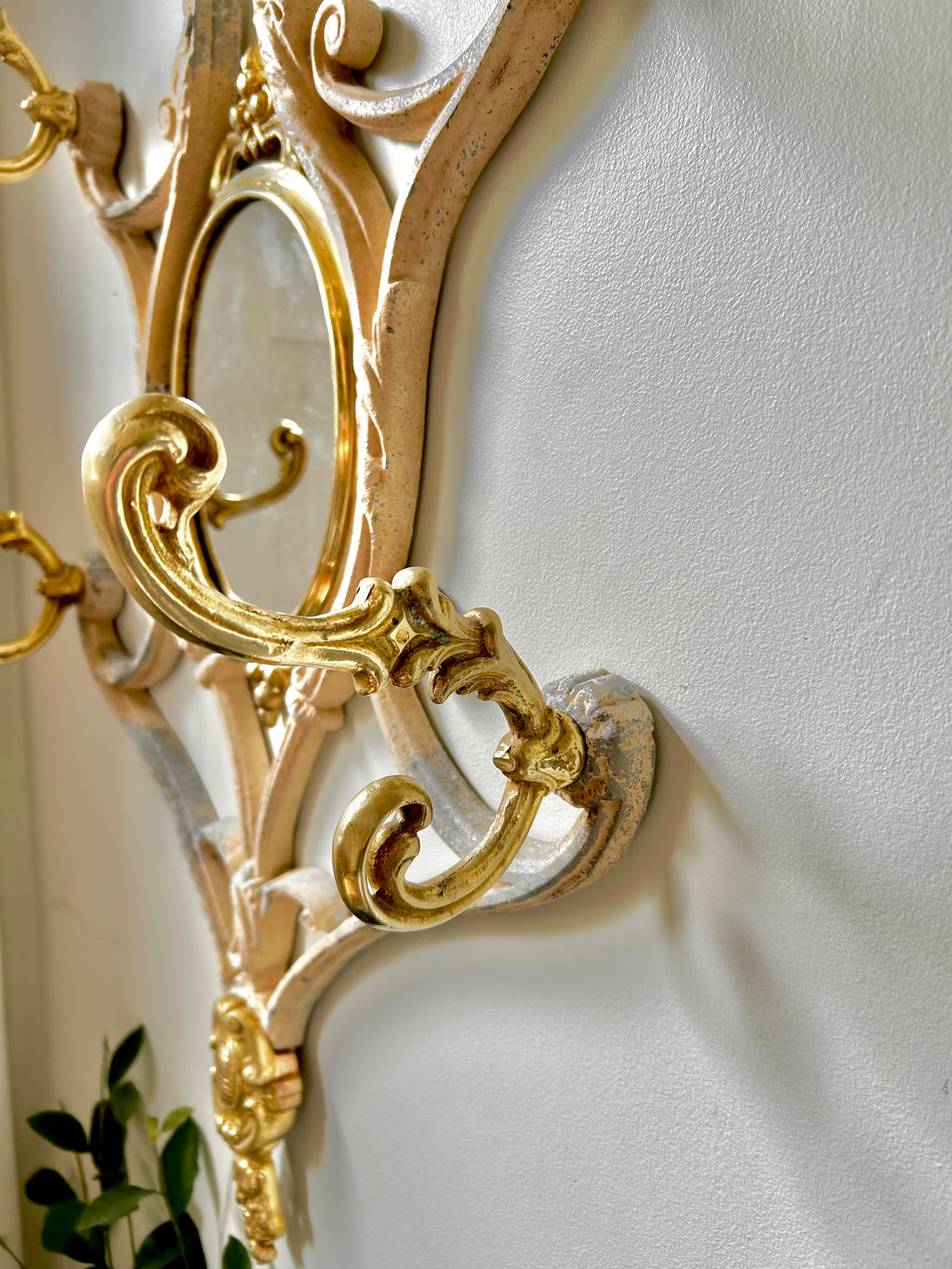 Antique French Solid Brass and Cast Metal Mirror Wall Hooks