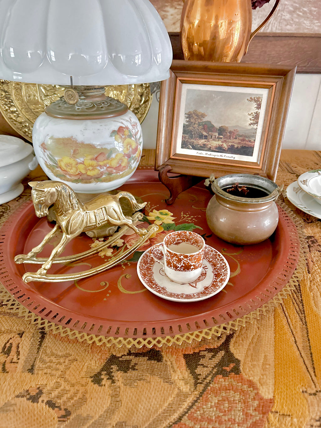 Vintage Large Handpainted Tole Tray