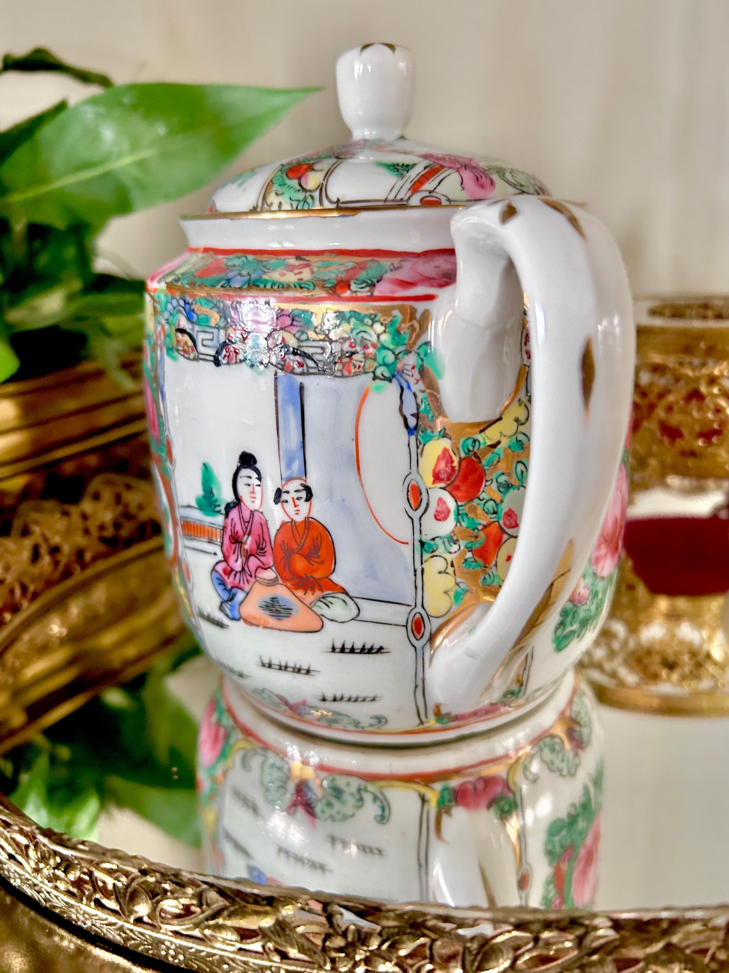 Vintage Rose Medallion Teapot