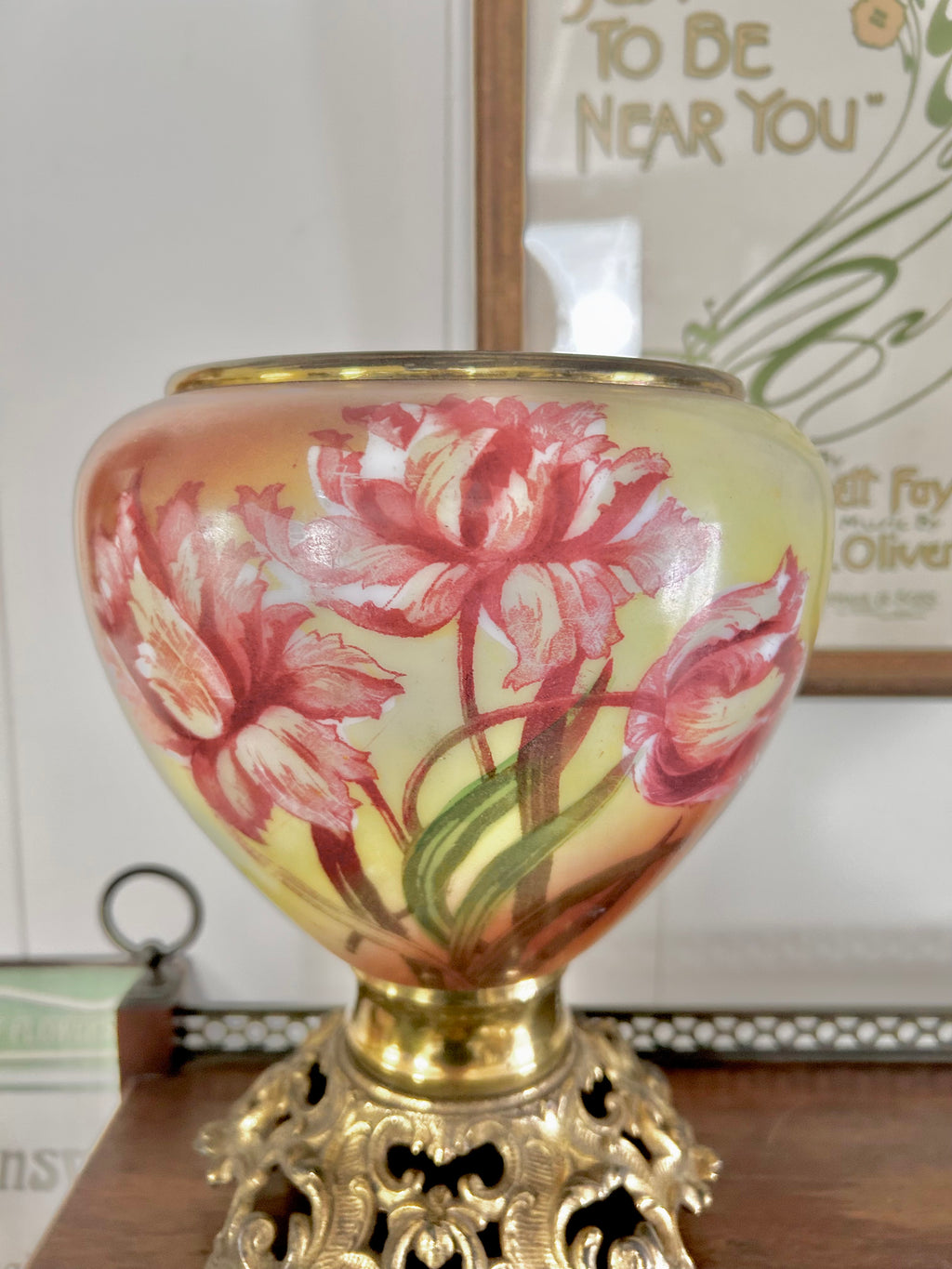 Vintage Glass Hurricane Lamp Base