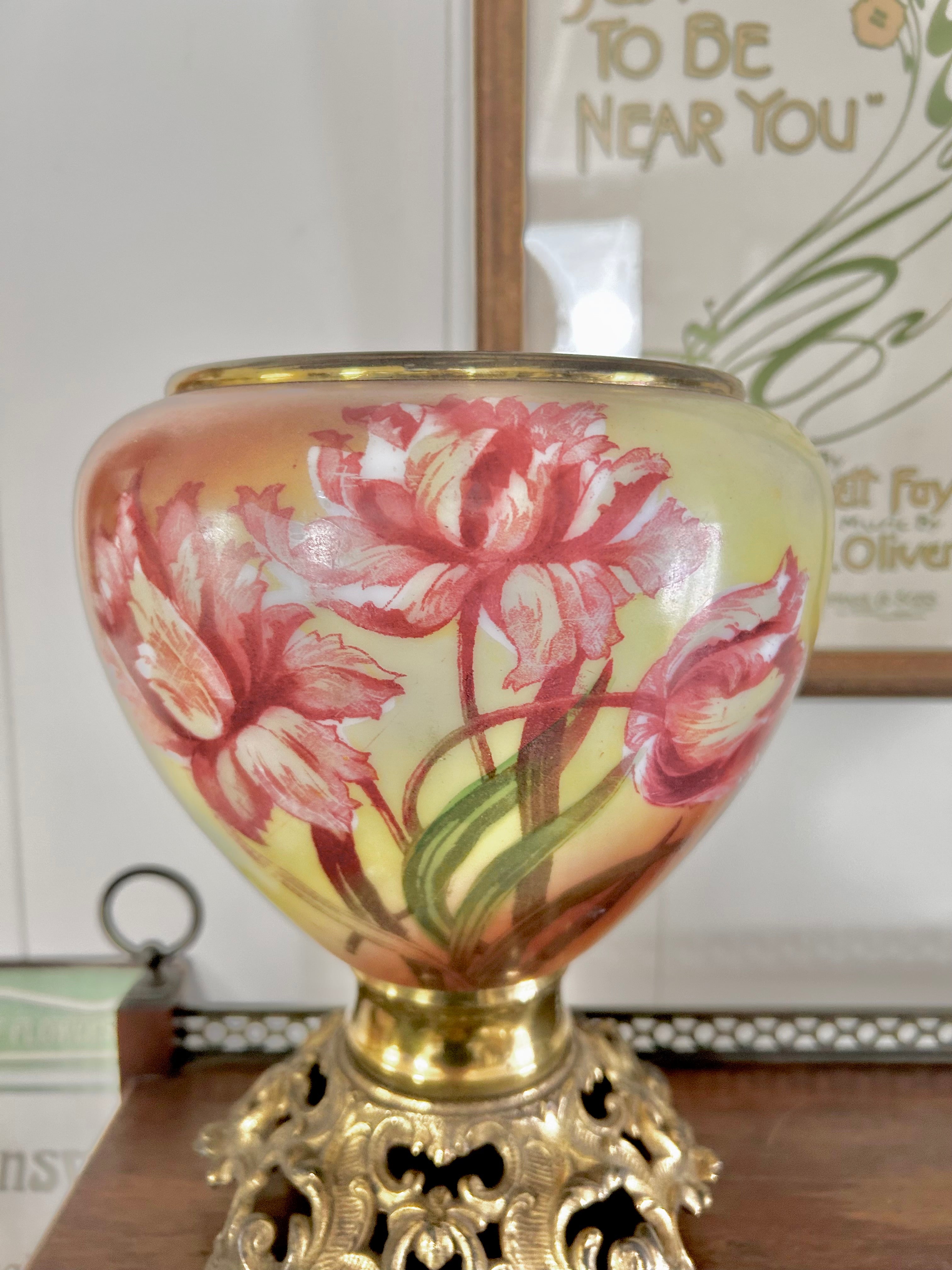 Vintage Glass Hurricane Lamp Base