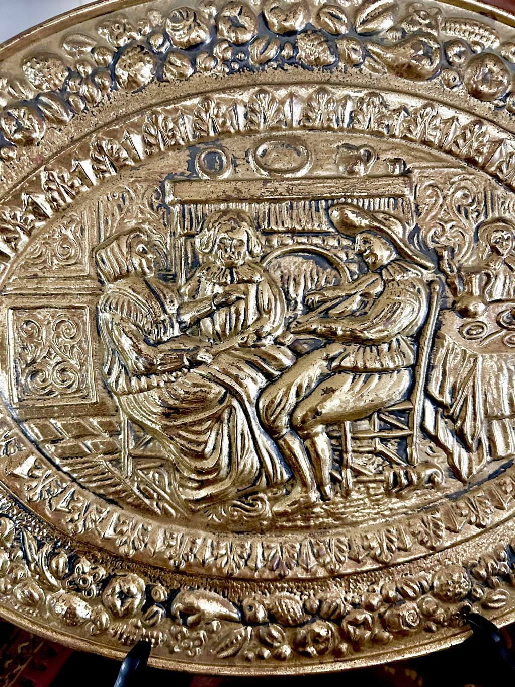Vintage Brass Repousse Pictoral Plaques
