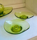 Vintage Viking Green Glass Epic Pattern: CHOOSE from various options, candleholder pair, bowls, dish