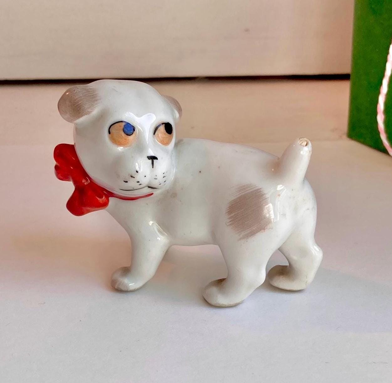 Vintage Bonzo Dog Figurine: Hand-Painted Porcelain, Pfeffer Gothe Germany, 1930s