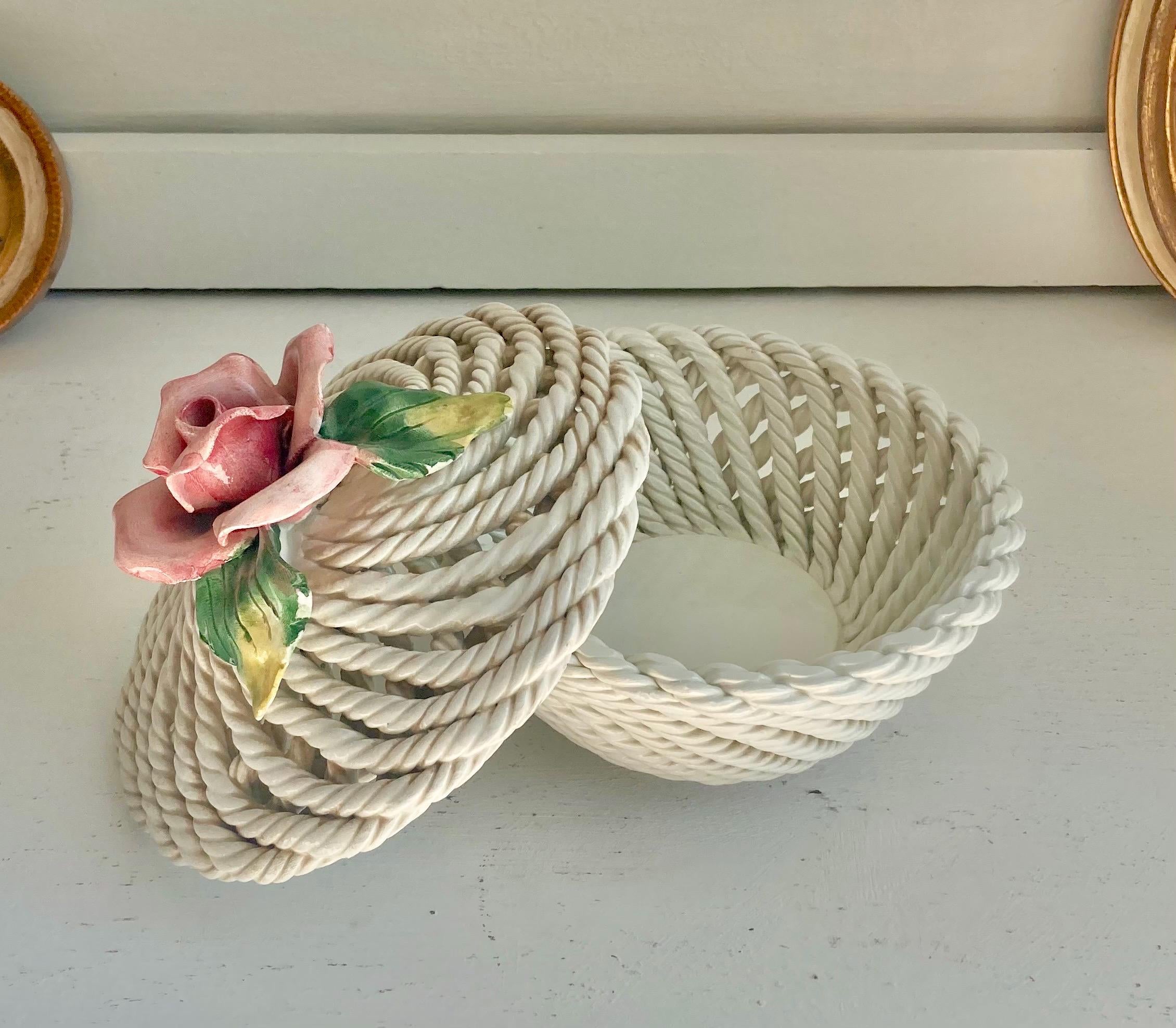 Vintage Capodimonte Ceramic Lidded Bowl: Italian Floral Rose Decor