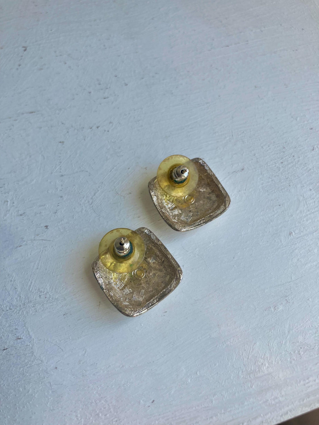 1980s Two-Tone Square Earrings: Gold & Silver Tone