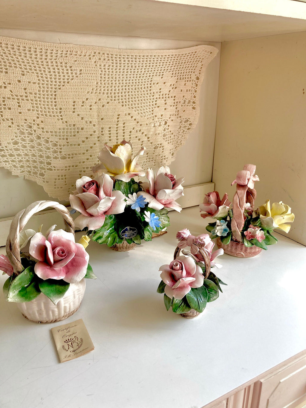 Vintage Italian Nuova Capodimonte Porcelain Hand-made Rose Bouquets: CHOOSE from Four