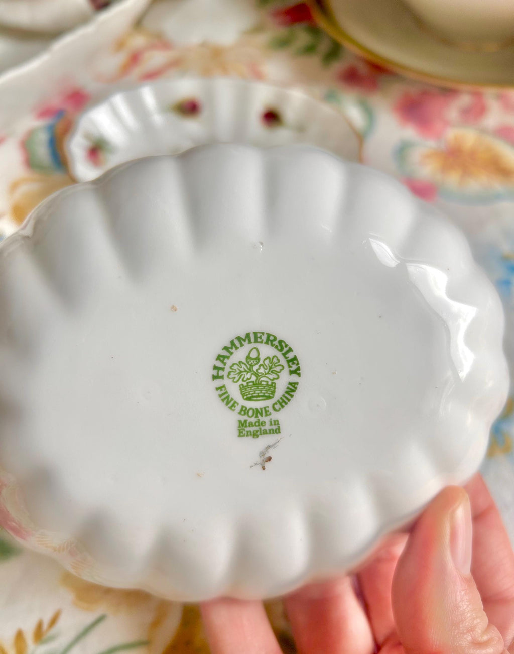 Vintage Hammersley Rose Trinket Dishes: Fine Bone China with Gold Trim