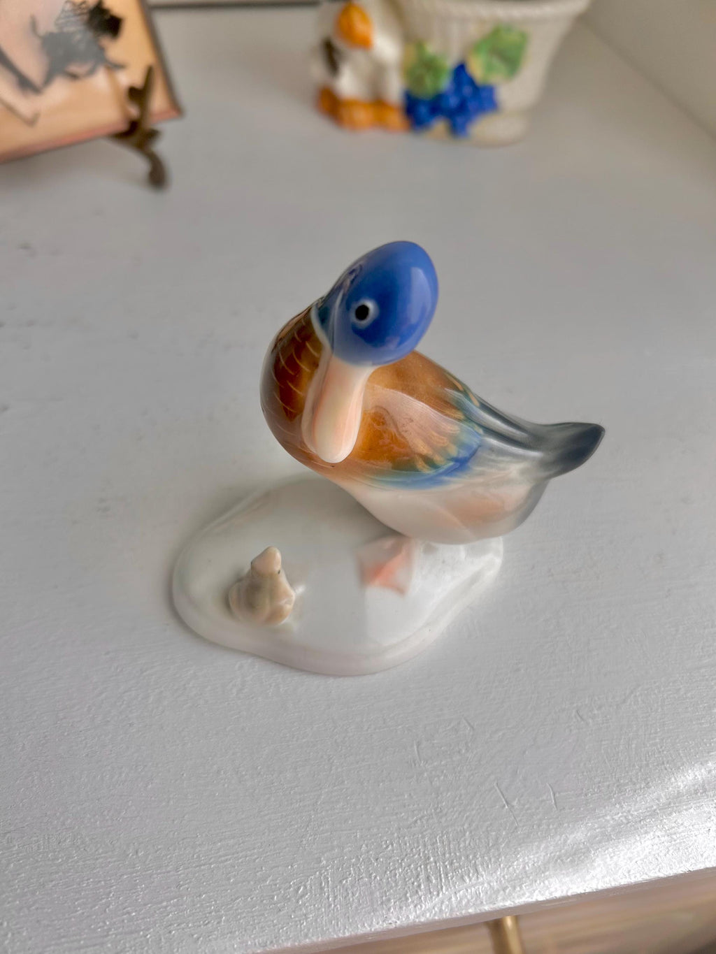 Metzler & Ortloff Vintage Duck and Frog Ceramic Figurine