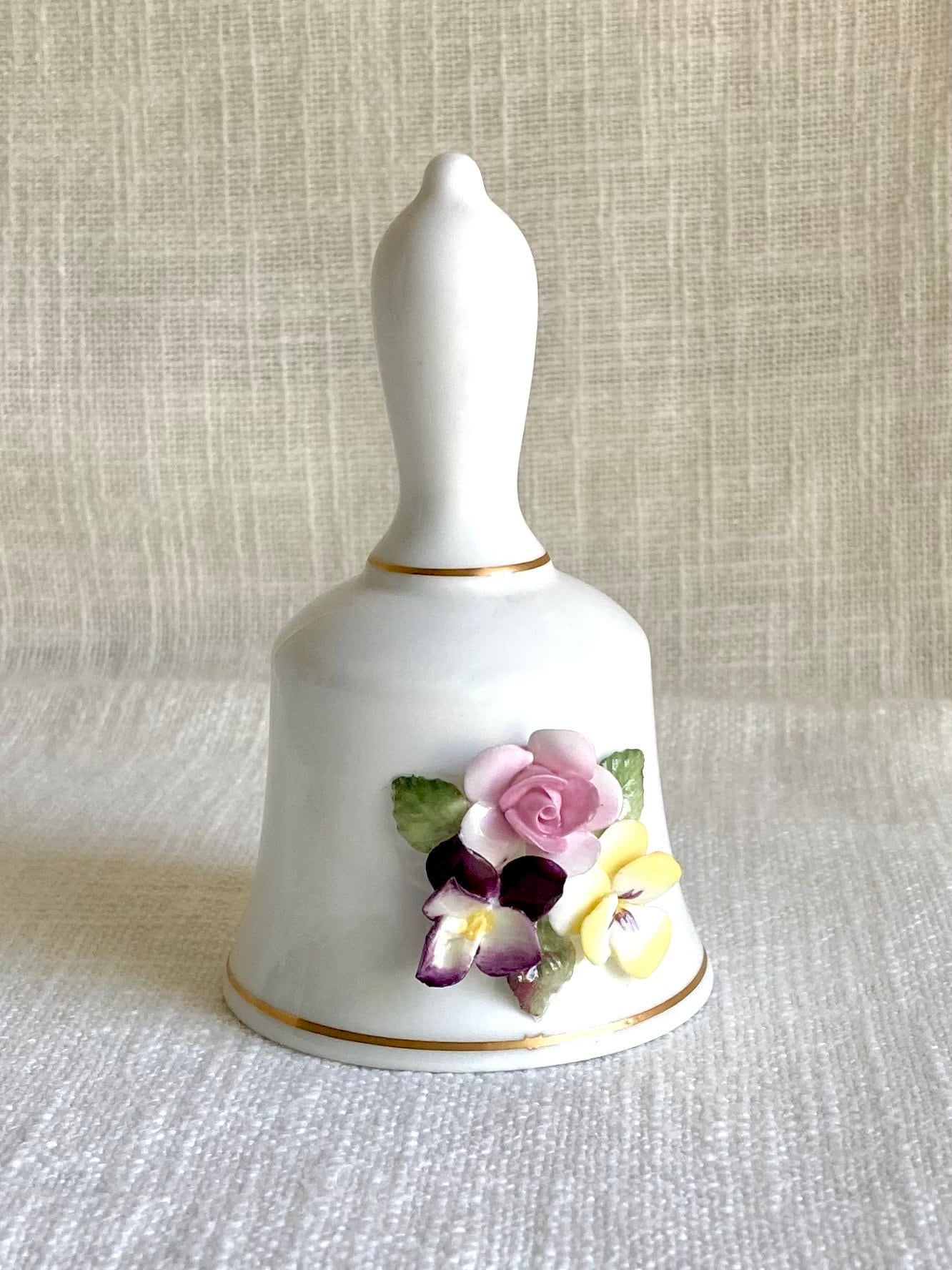 Vintage Coalport Bone China Bell: Applied Porcelain Flowers, England