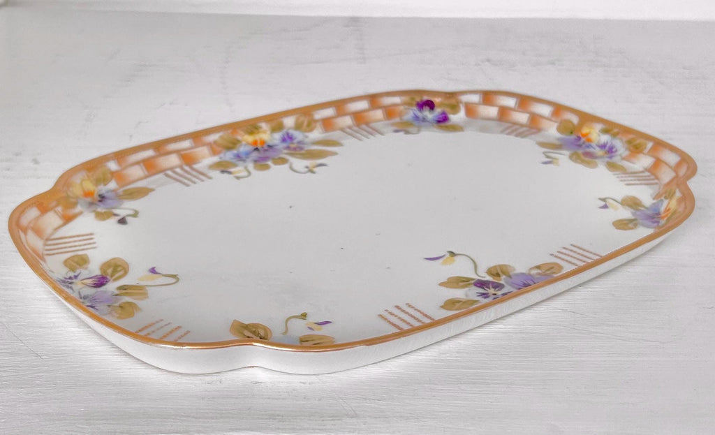 Vintage Noritake Porcelain Small Tray with Handpainted Violets