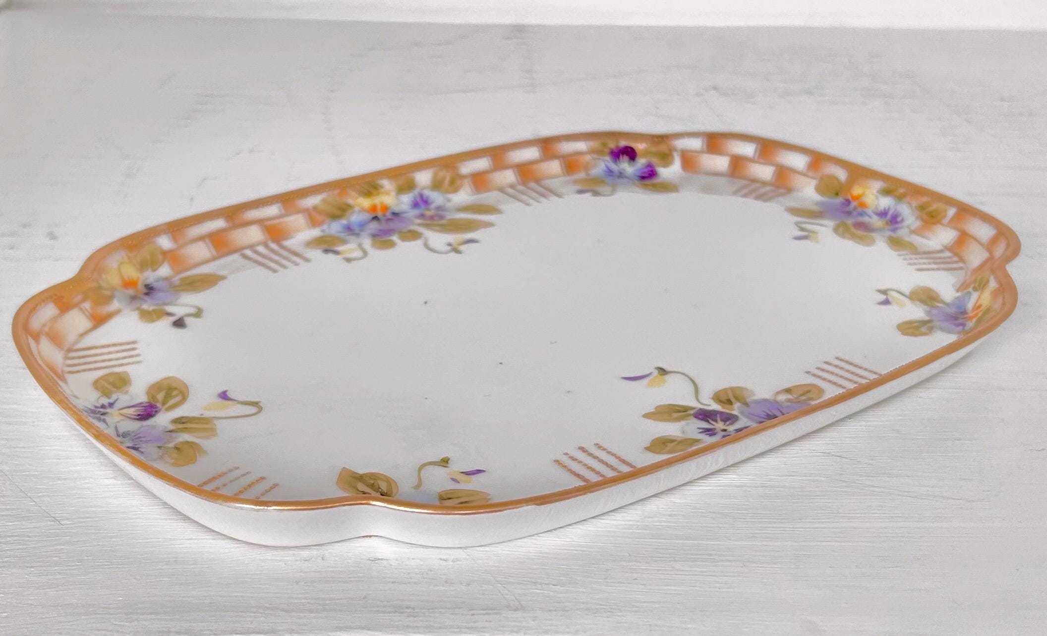Vintage Noritake Porcelain Small Tray with Handpainted Violets