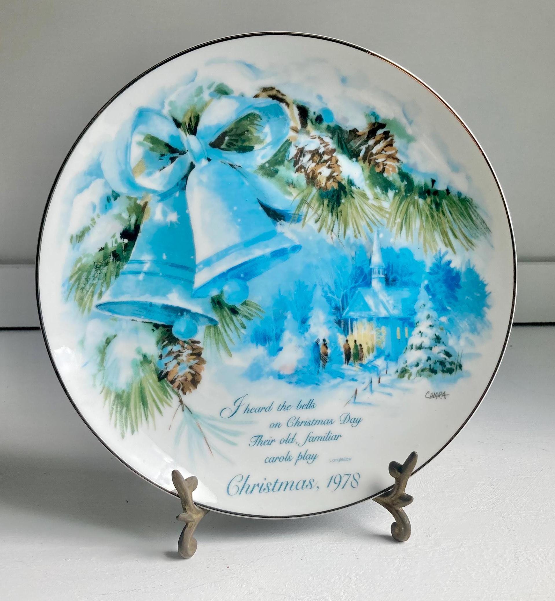 Vintage 1978 Christmas Plate – Chiara American Watercolor Society Porcelain