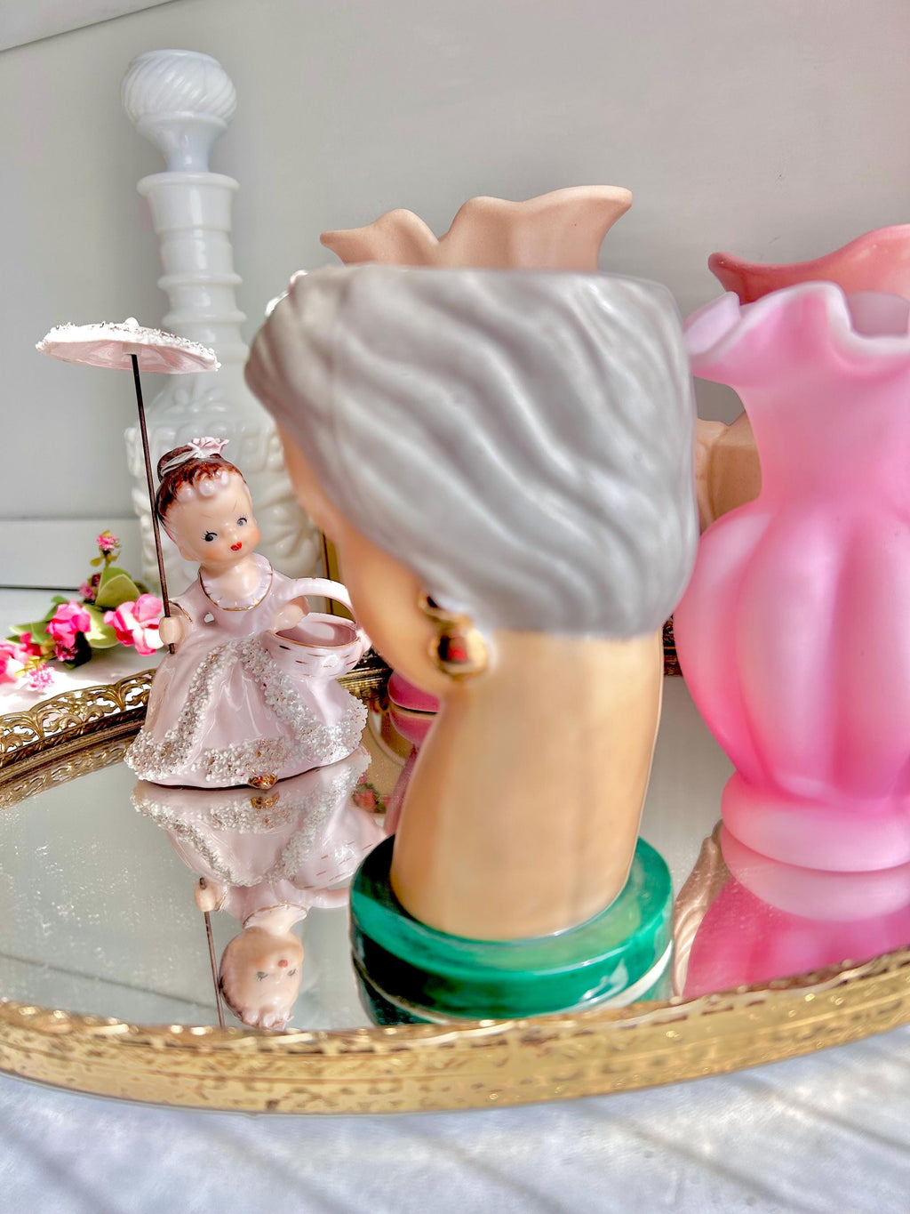 Vintage Ucagco Head Vase: Handpainted Ceramic Lady with Turban