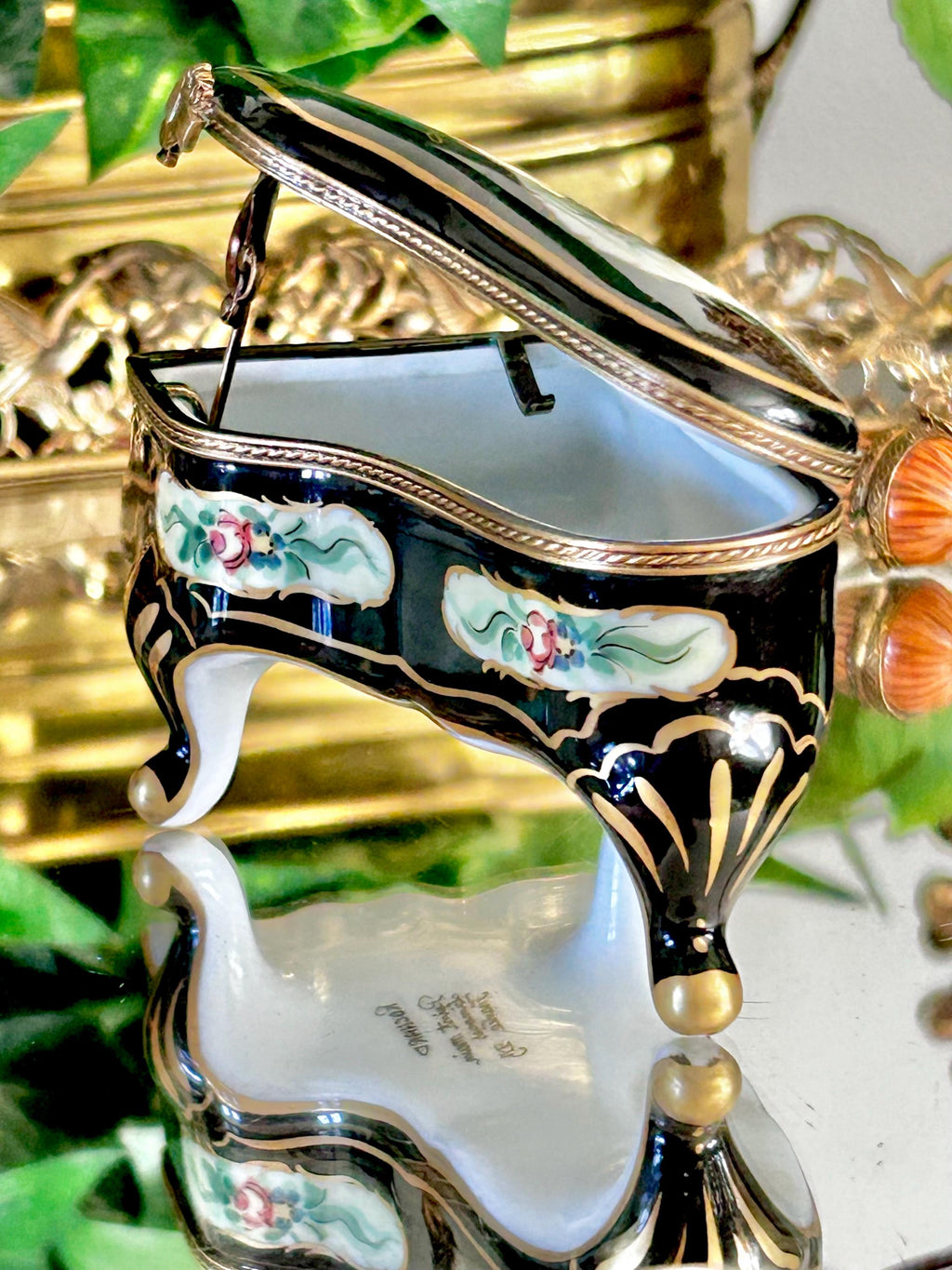 Vintage Limoges Peint Main Baby Grand Piano Small Porcelain Box