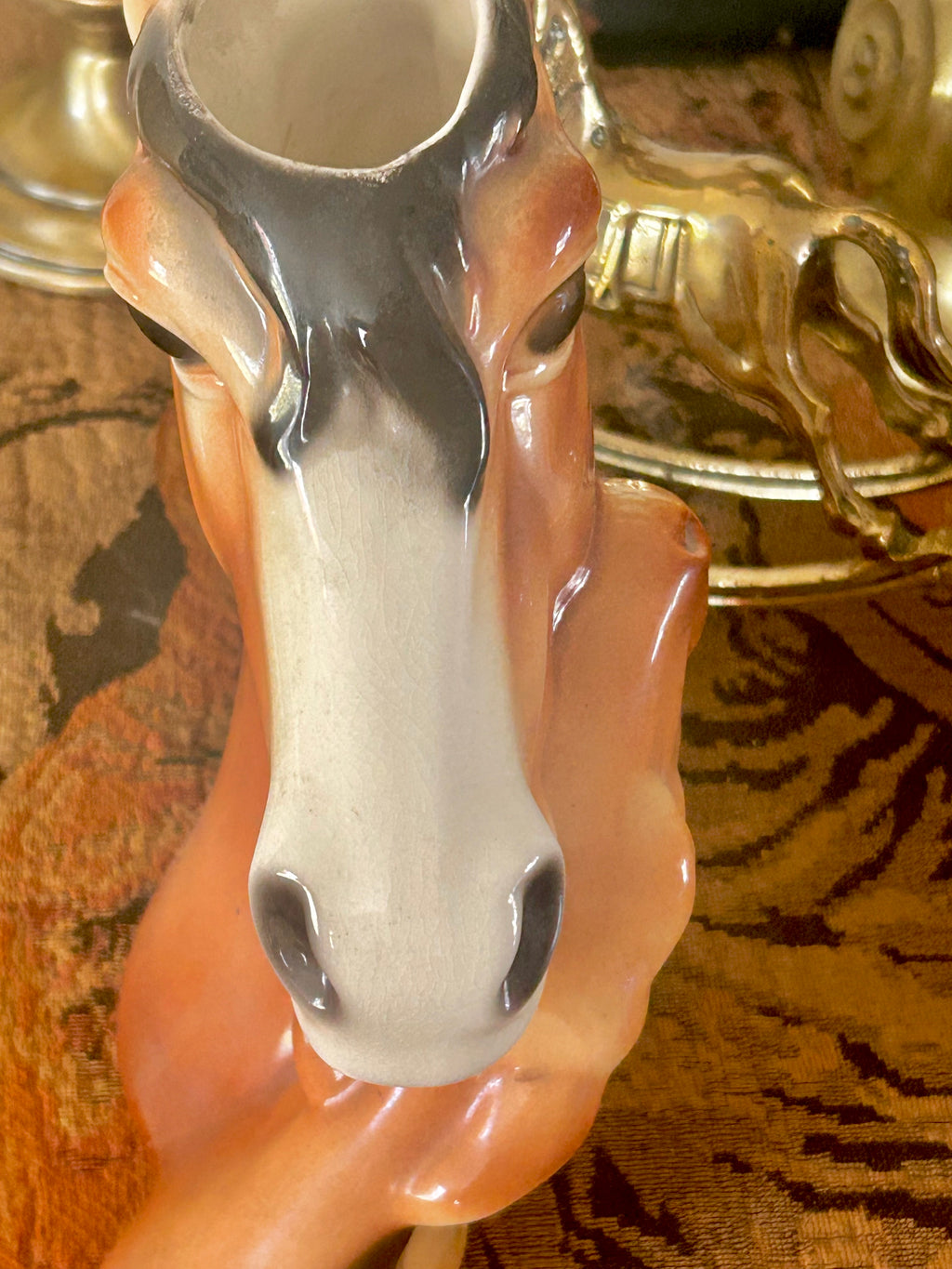 Vintage Royal Copley Ceramic Horse and Foal Vase