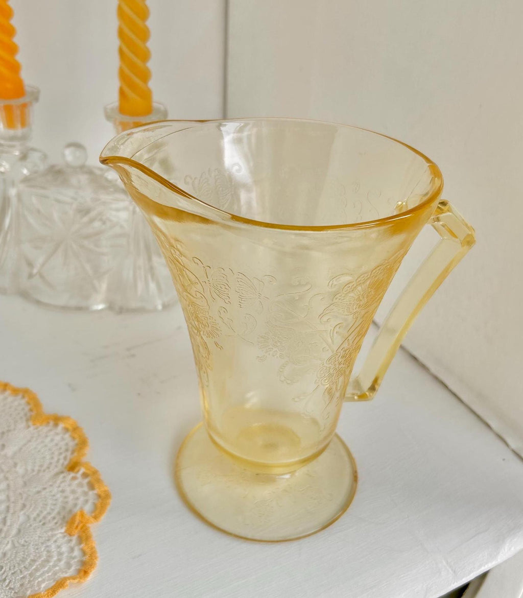 Vintage Hazel Atlas Yellow Depression Glass Pitcher – Florentine Poppy Pattern