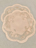 Vintage Madeira Linen Cocktail Rounds: Ecru Floral Applique, Set of 2