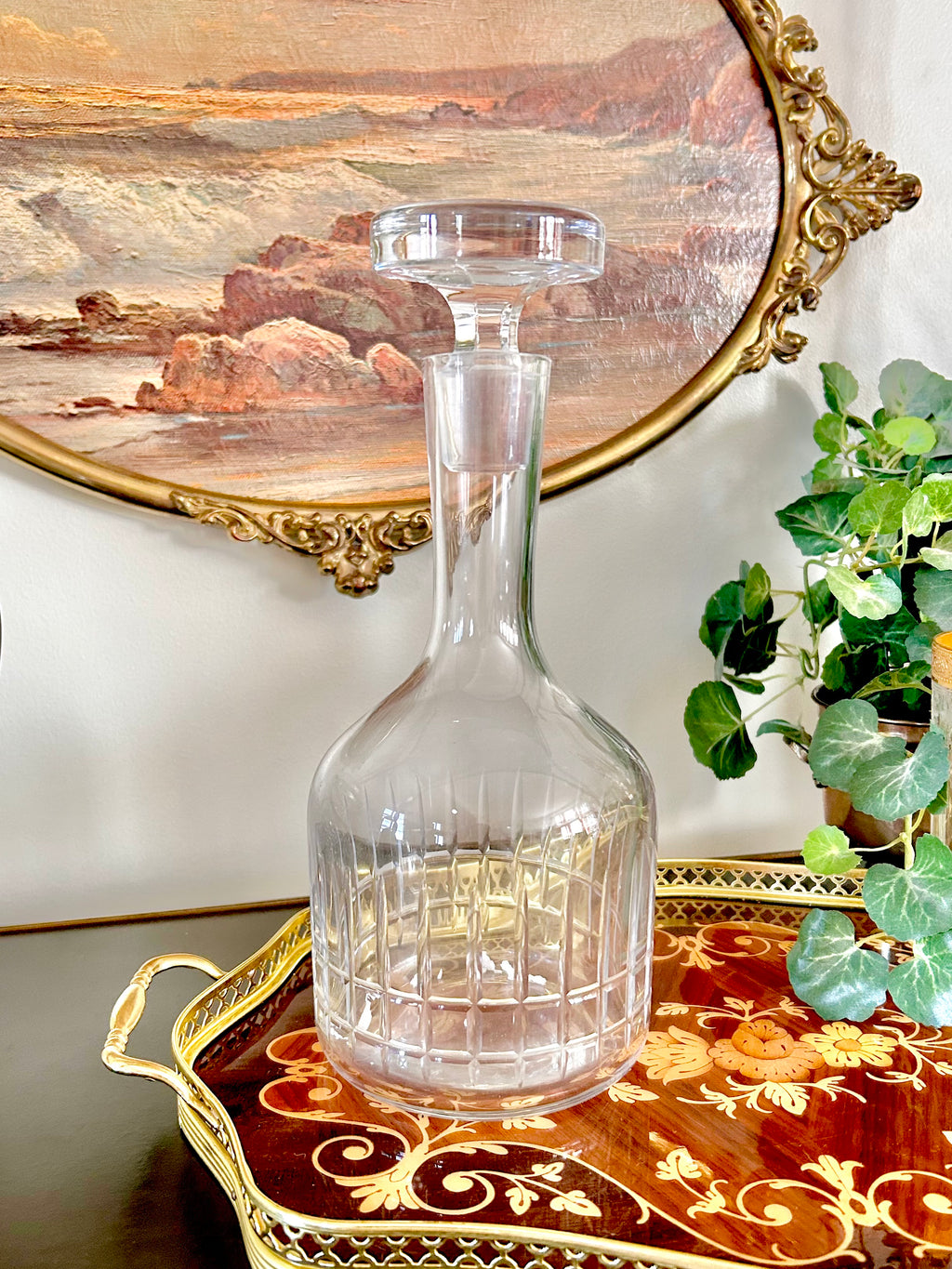 Vintage MCM Cut Crystal Glass Decanter