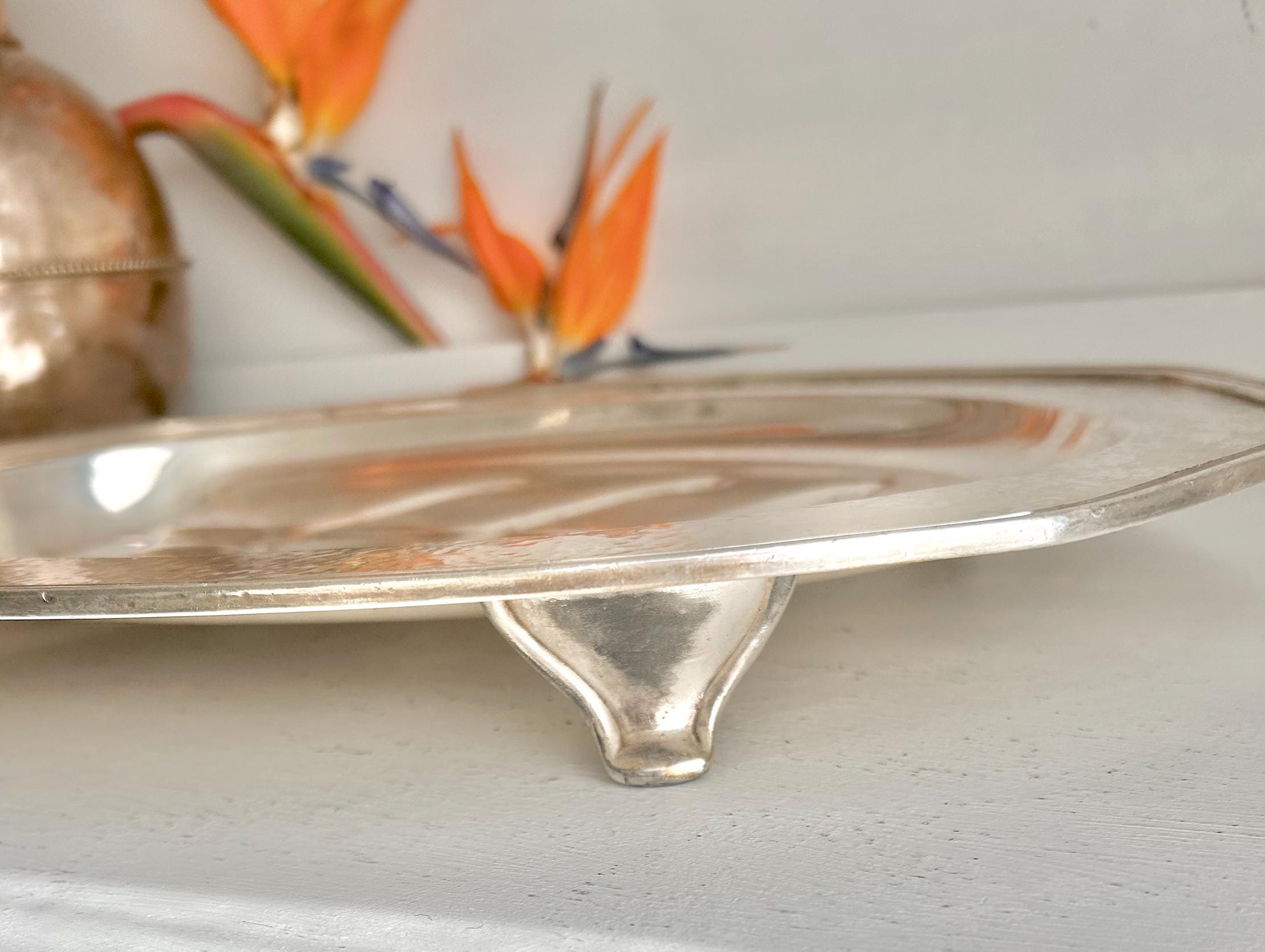 Vintage Silver-Plated Meat Platter – Hand Hammered Tree of Life Serving Tray